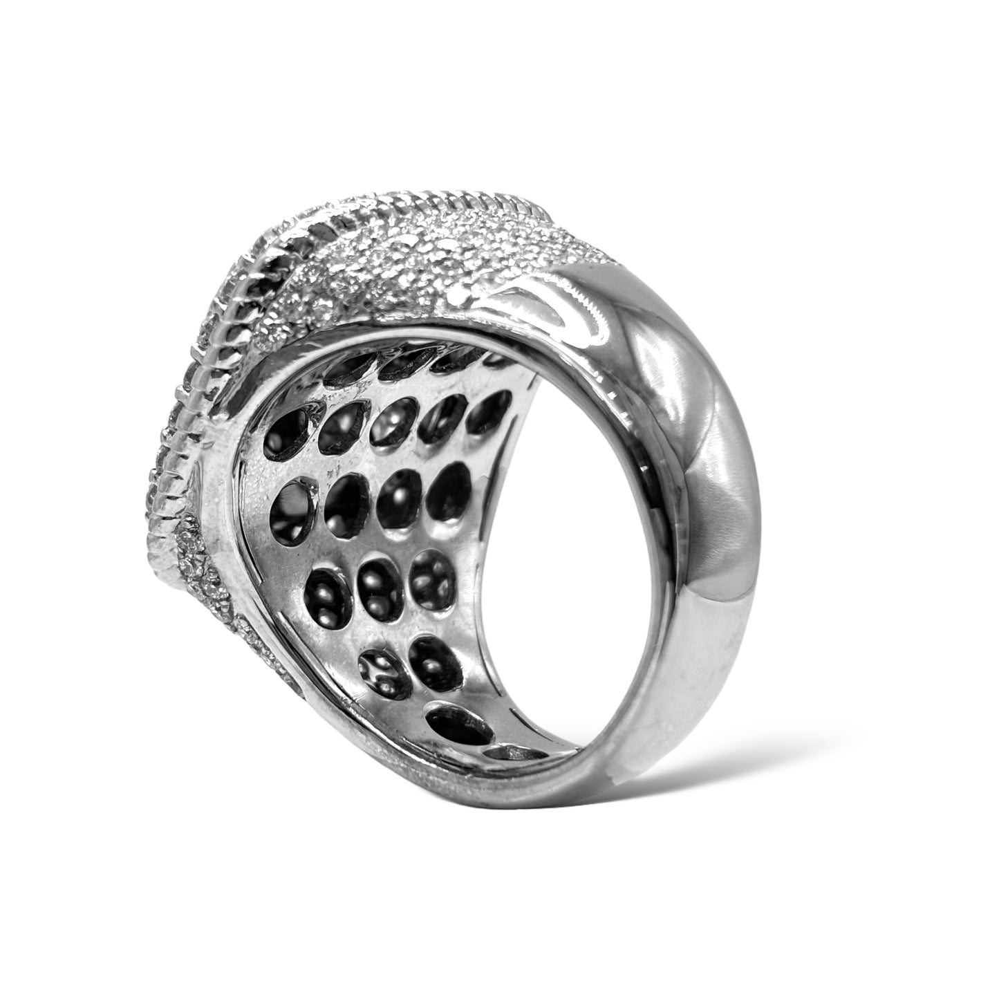 14KT WHITE GOLD PYRAMID SQUARE DIAMOND RING 4.32 CT