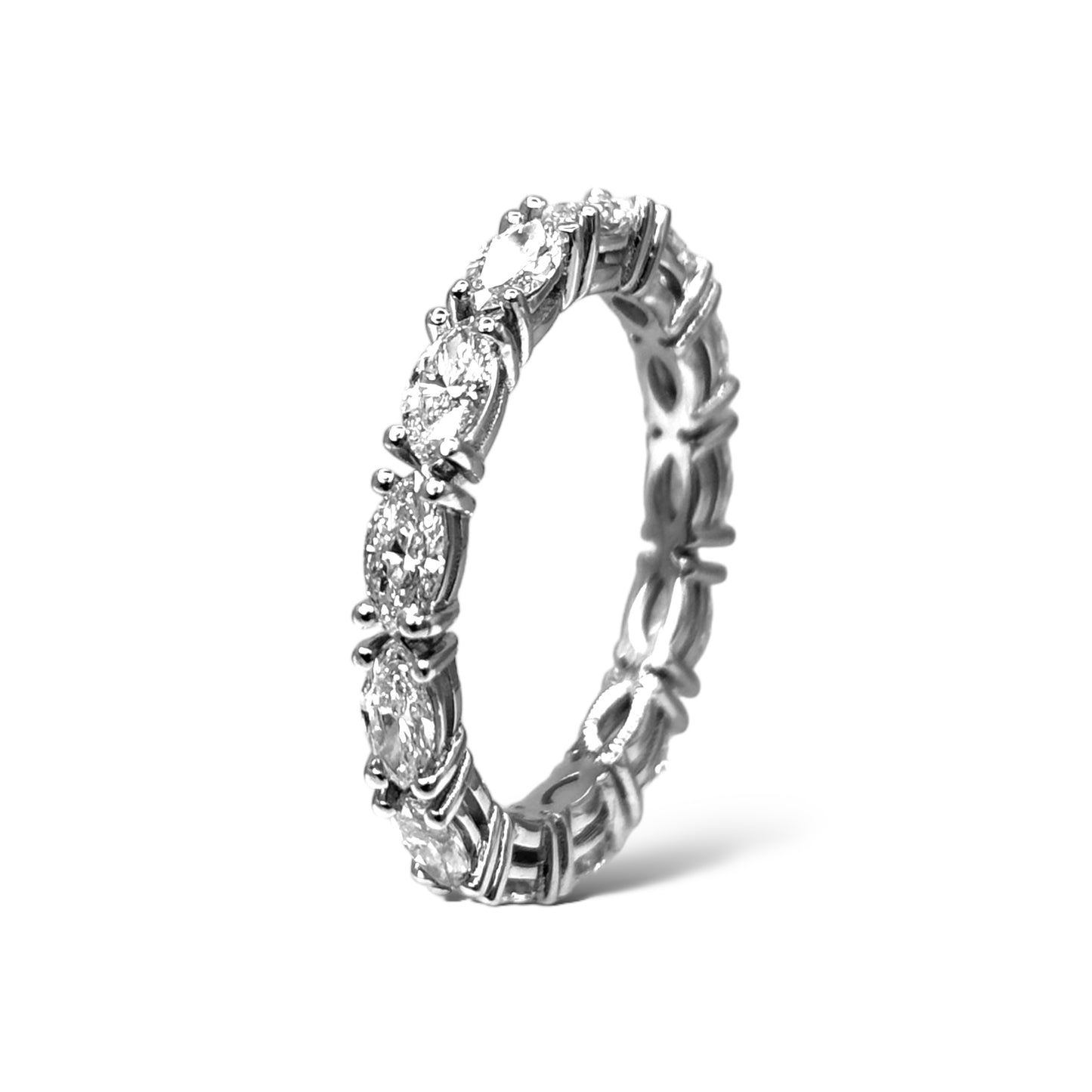 14KT WHITE GOLD MARQUEE-CUT DIAMOND ETERNITY RING 1.50 CTW