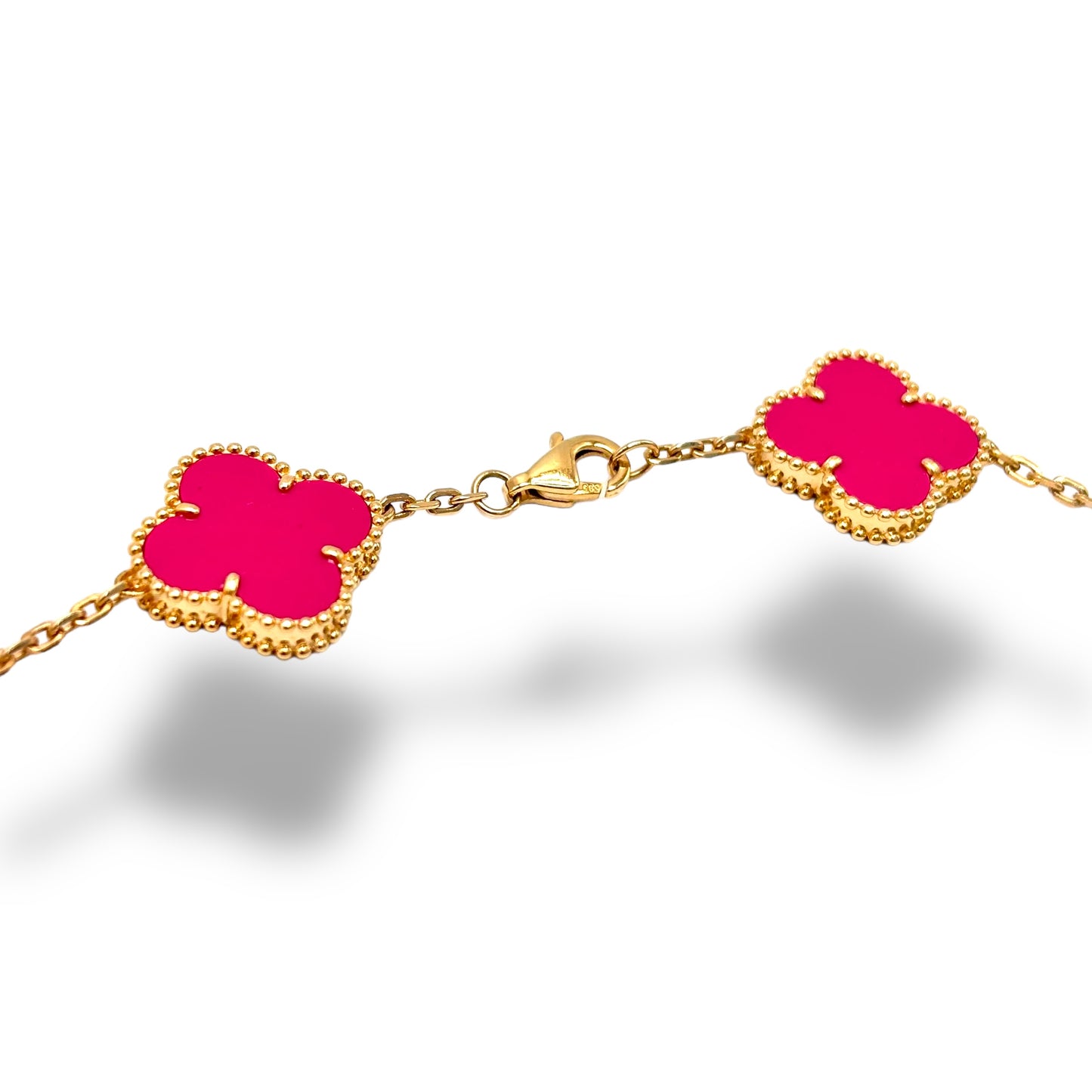 10 COUNT 14KT ROSE GOLD COTTON CANDY CLOVER NECKLACE 18”