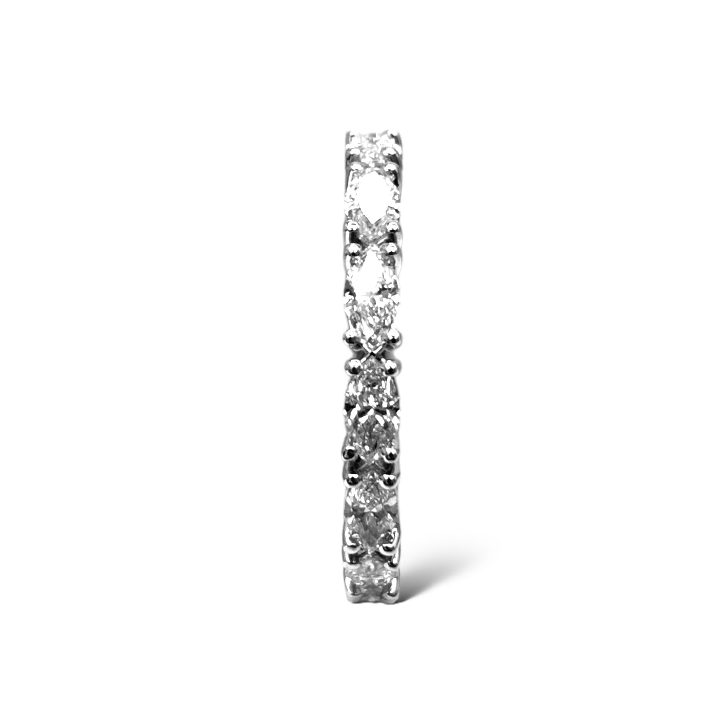 14KT WHITE GOLD MARQUEE-CUT DIAMOND ETERNITY RING 1.50 CTW
