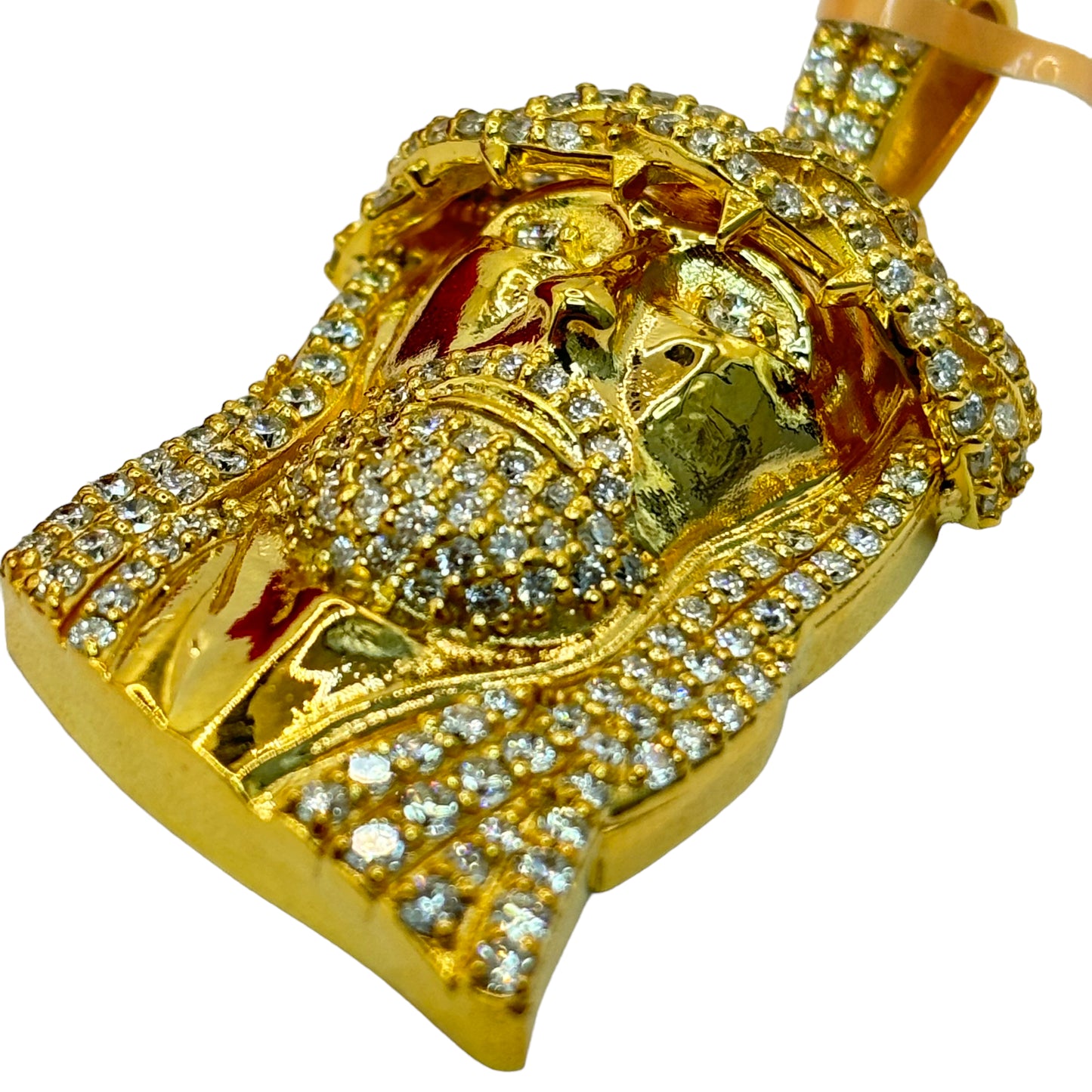 14KT SMALL/MEDIUM JESUS HEAD 3.12CTW VVS-1 NATURAL DIAMOND PENDANT