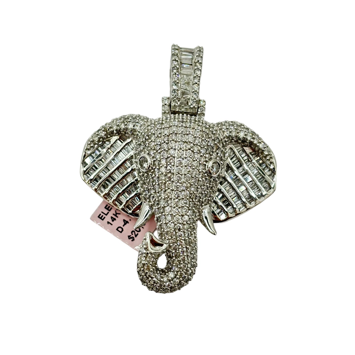 SOLID 14KT GOLD VVS-1 DIAMOND ELEPHANT PENDANT