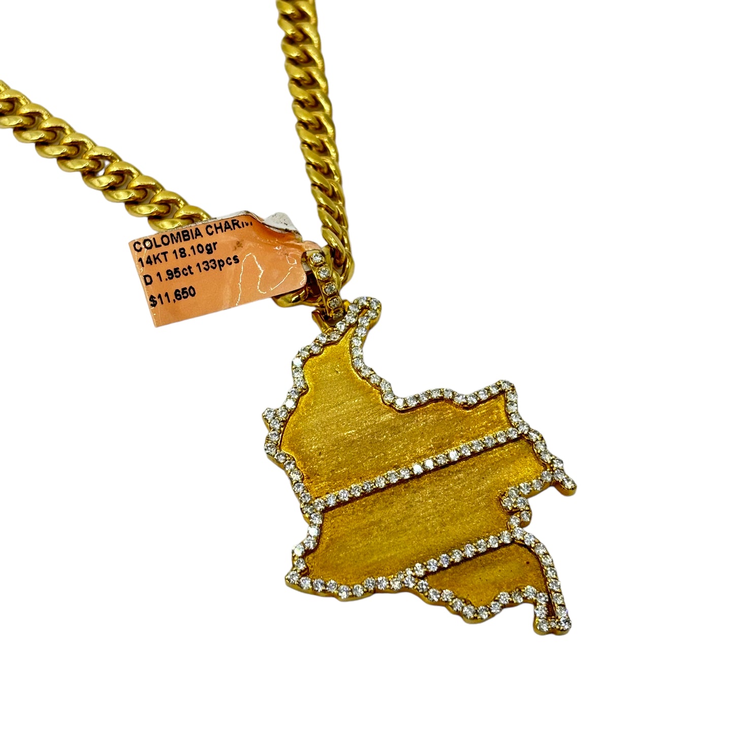 SOLID 14KT VVS-1 NATURAL DIAMOND “COLOMBIA” PENDANT