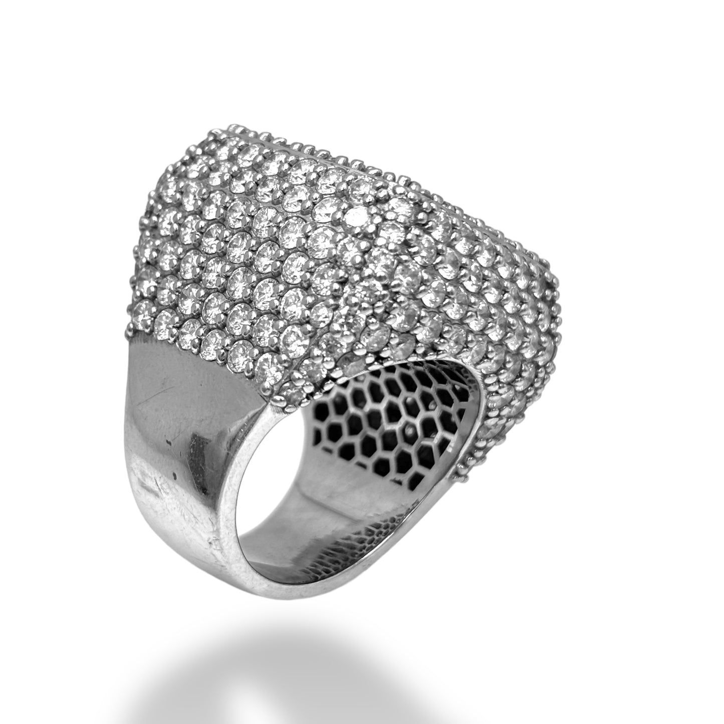 14KT WHITE GOLD DIAMOND SQUARE RING 6.00 CT