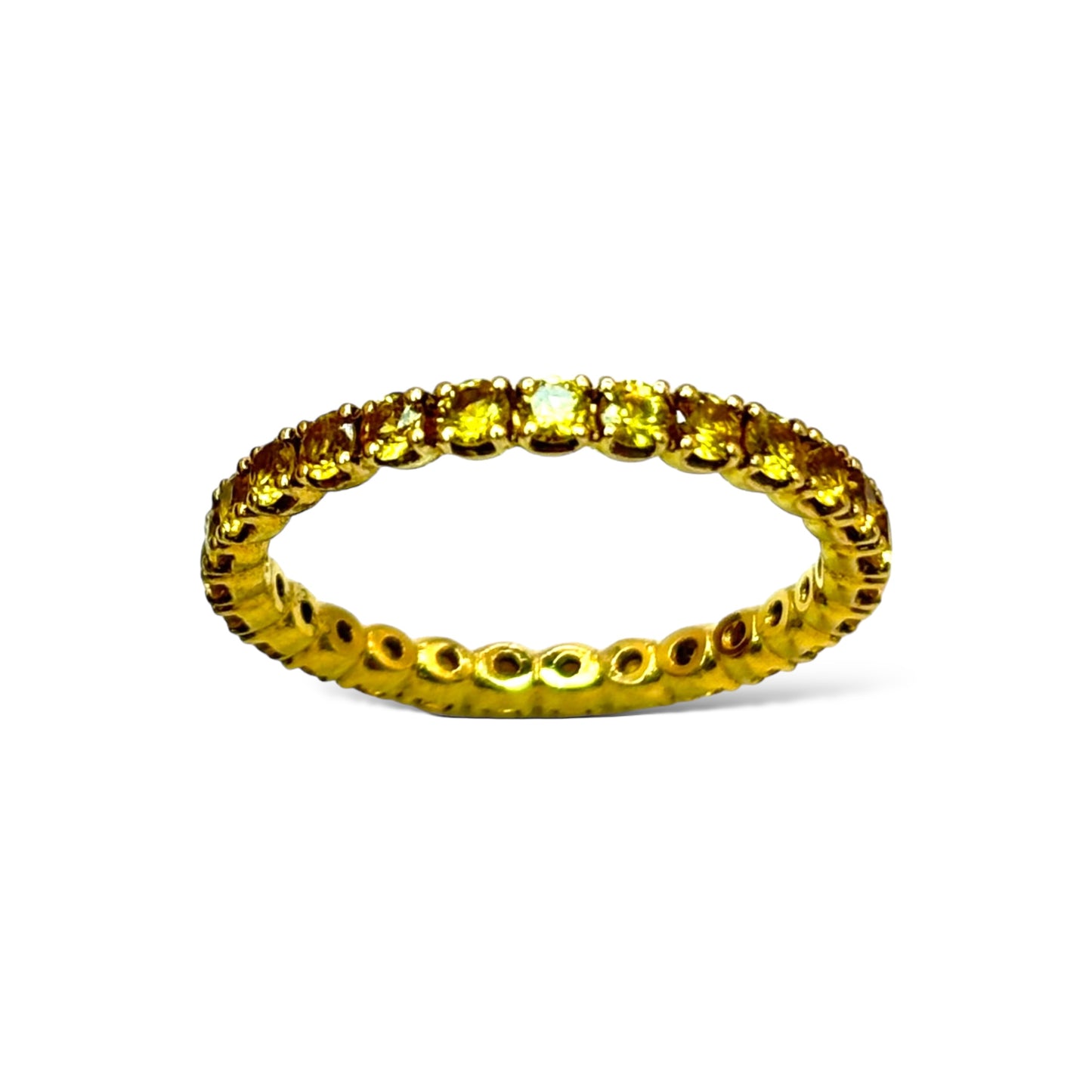 14KT GOLD ROUND-CUT YELLOW SAPPHIRE ETERNITY RING 1.00 CTW