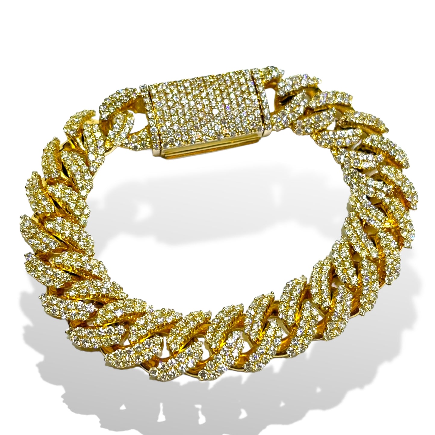 12MM 14KT YELLOW GOLD DIAMOND MIAMI CUBAN LINK 10CTW