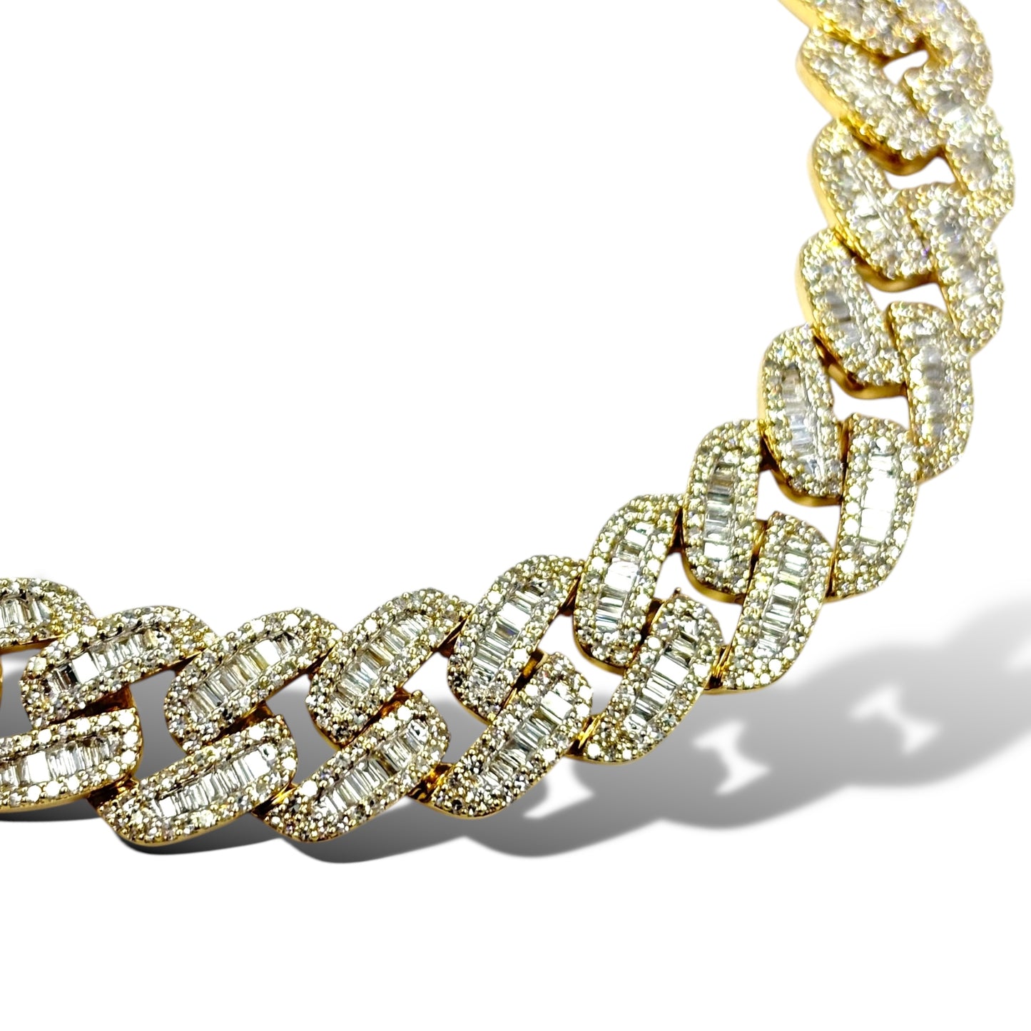 12.5MM SOLID 10KT GOLD 33.7G 8” BAGUETTE CUBAN BRACELET