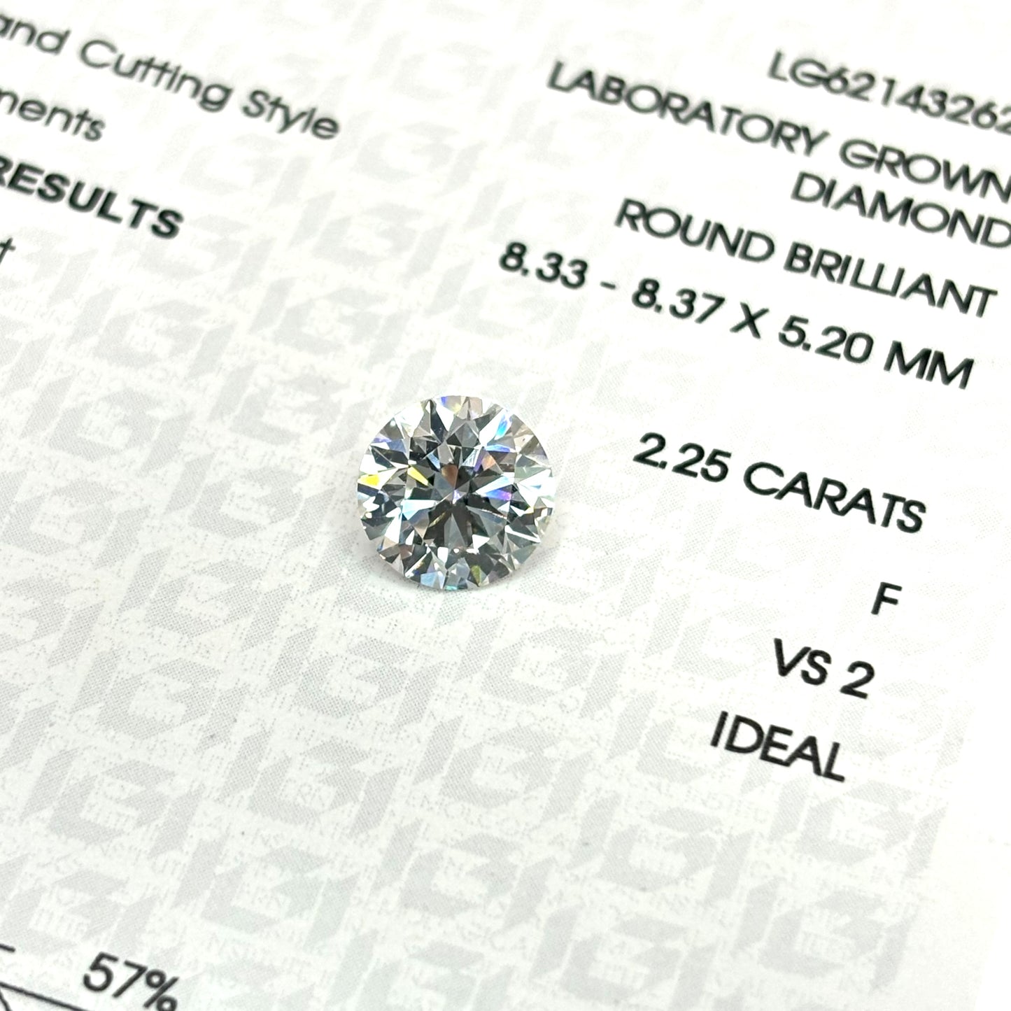 2.25CTW ROUND-CUT F-COLOR / VS-2 IGI CERTIFIED LAB-GROWN DIAMOND
