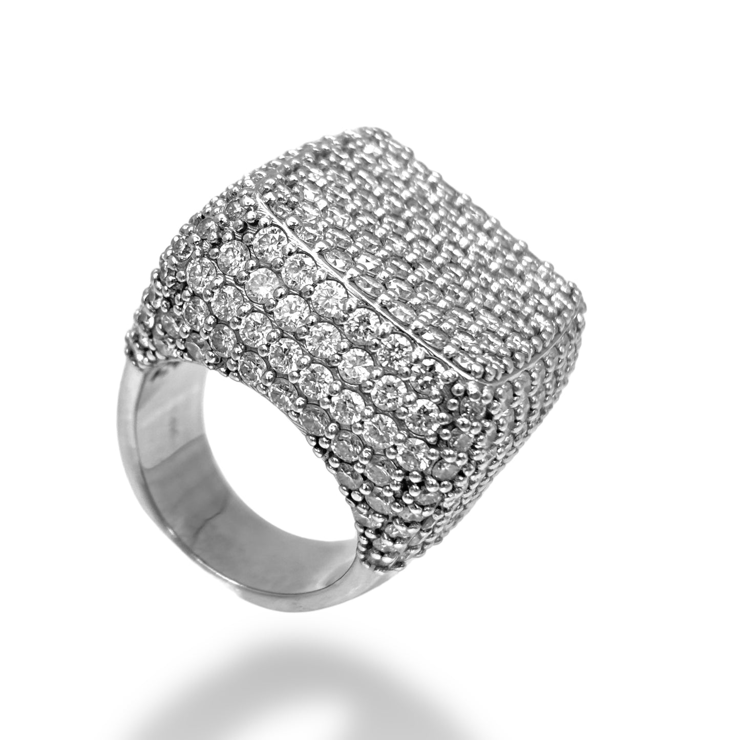 14KT WHITE GOLD DIAMOND SQUARE RING 6.00 CT
