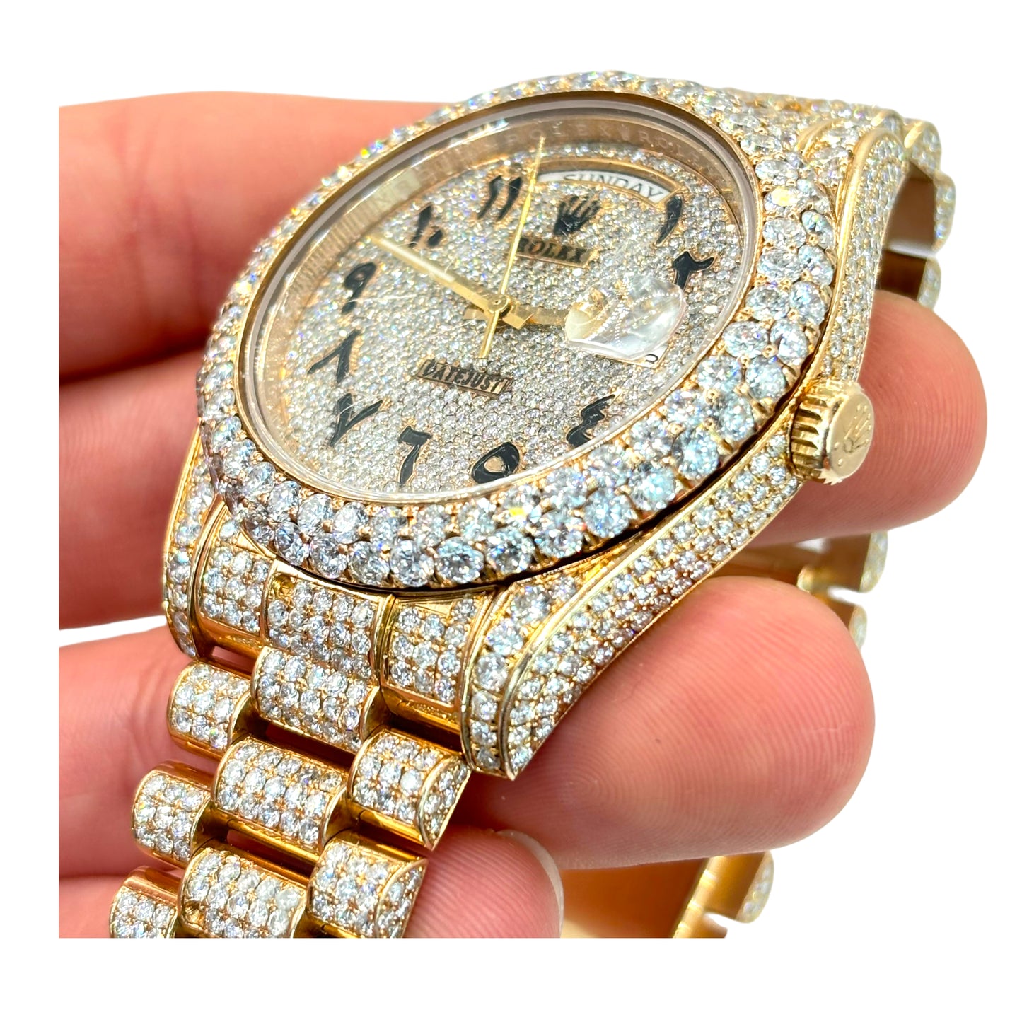 PRE-OWNED ROLEX DAY-DATE 41MM DIAMOND BUSTDOWN | Ref.#213328 | 18KT ROSE GOLD | PRESIDENTIAL BAND