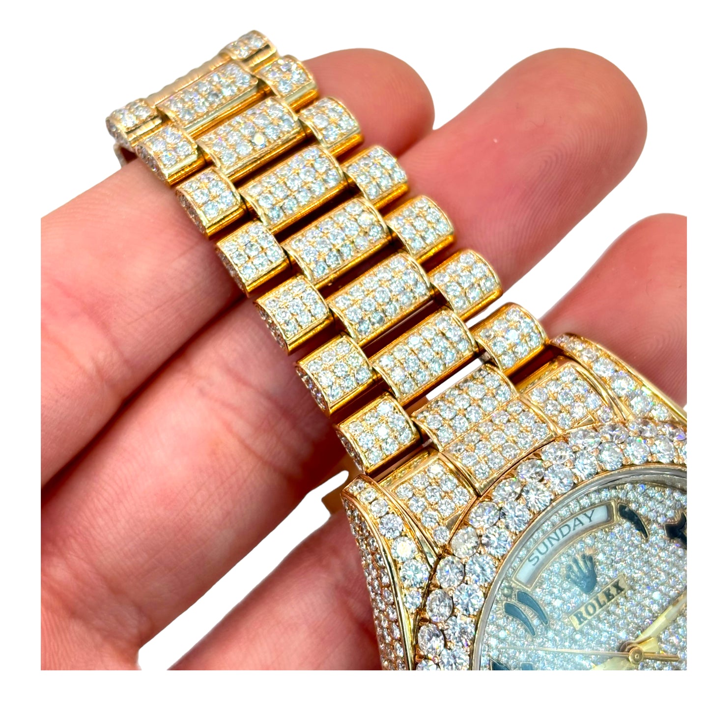 PRE-OWNED ROLEX DAY-DATE 41MM DIAMOND BUSTDOWN | Ref.#213328 | 18KT ROSE GOLD | PRESIDENTIAL BAND