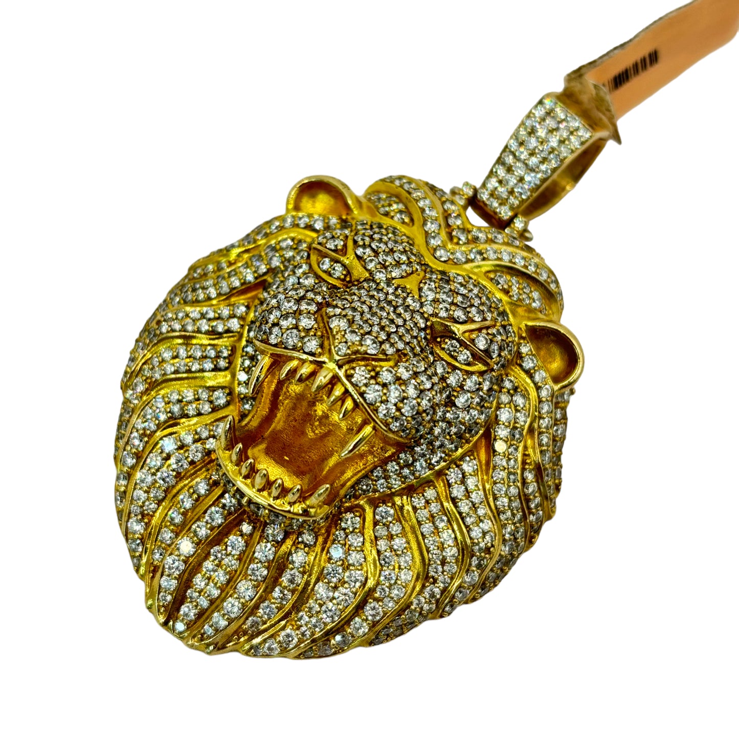 14KT 73.20G VVS-1 9.97CTW NATURAL DIAMOND BIG LION HEAD BUSTDOWN PENDANT