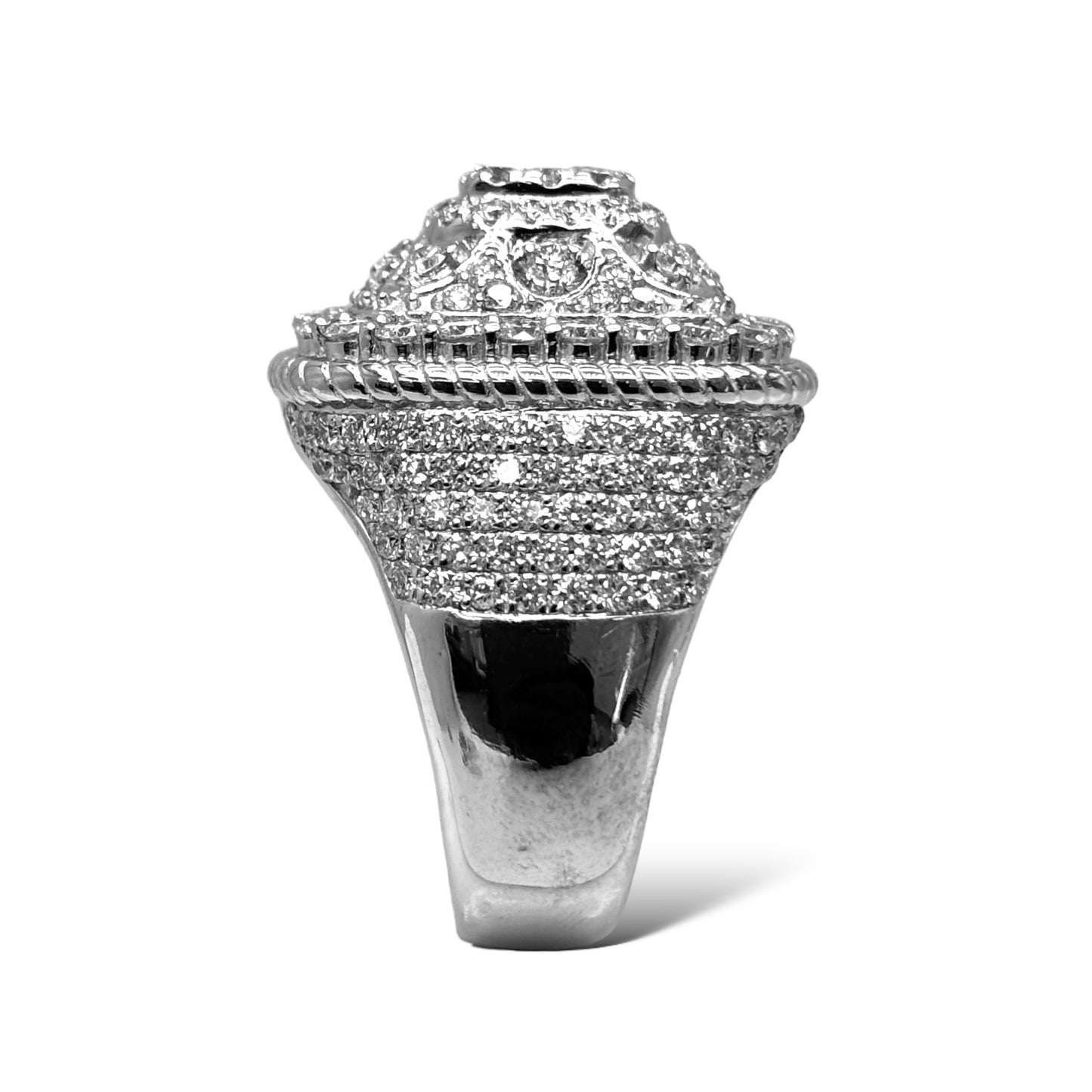 14KT WHITE GOLD PYRAMID SQUARE DIAMOND RING 4.32 CT