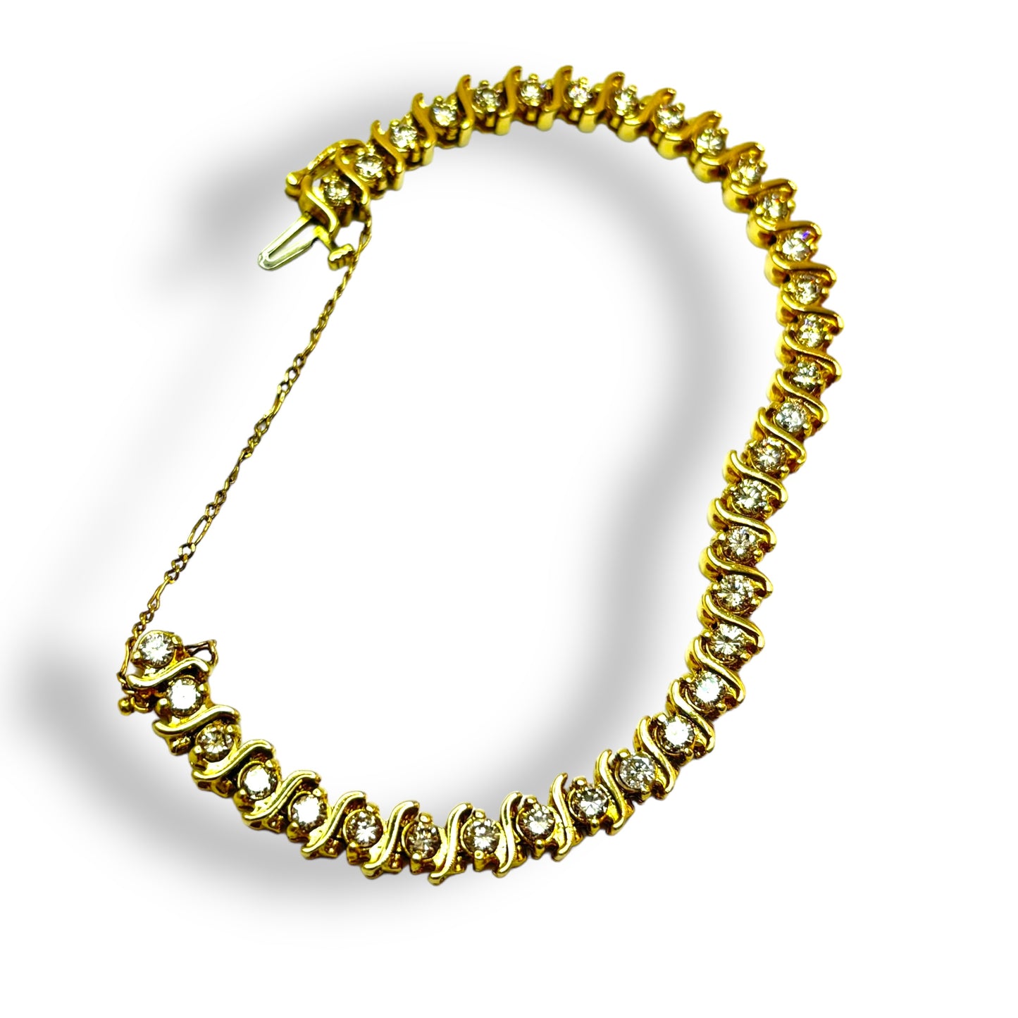 1/1 ESTATE 14KT YELLOW GOLD DIAMOND TENNIS BRACELET 4.25 CT