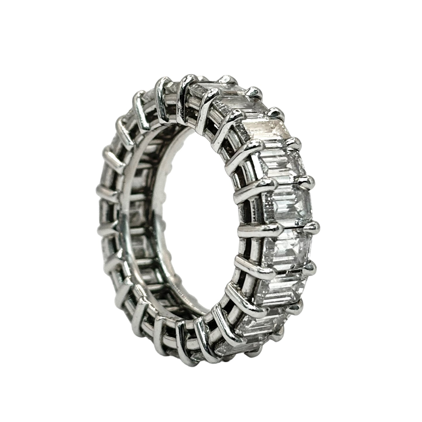 14KT WHITE GOLD VVS-1 IGI CERTIFIED 16.5CTW DIAMOND EMERALD CUT ETERNITY BAND
