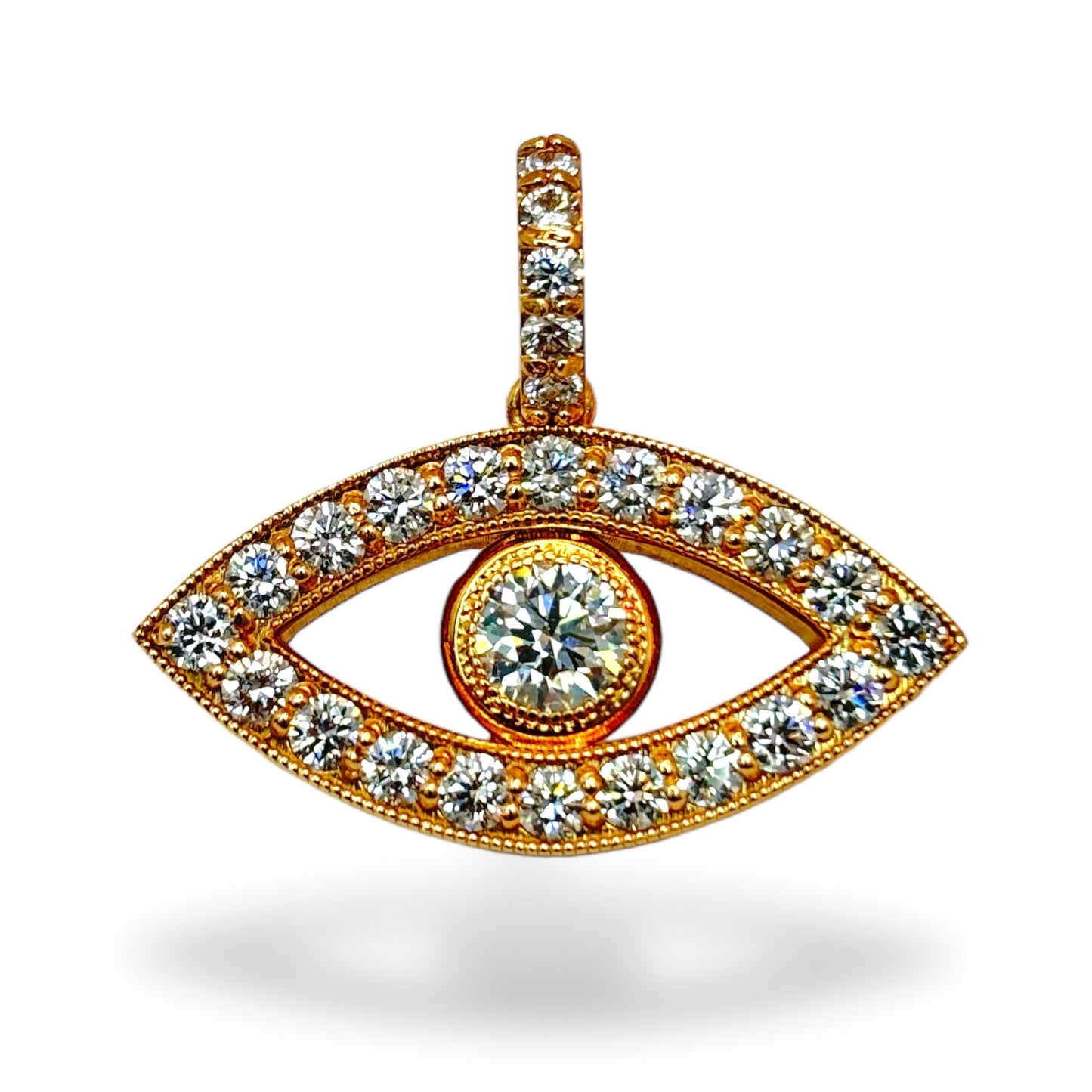 14KT GOLD VVS-1 DIAMOND ALL SEEING EYE PENDANT(ROSE GOLD)