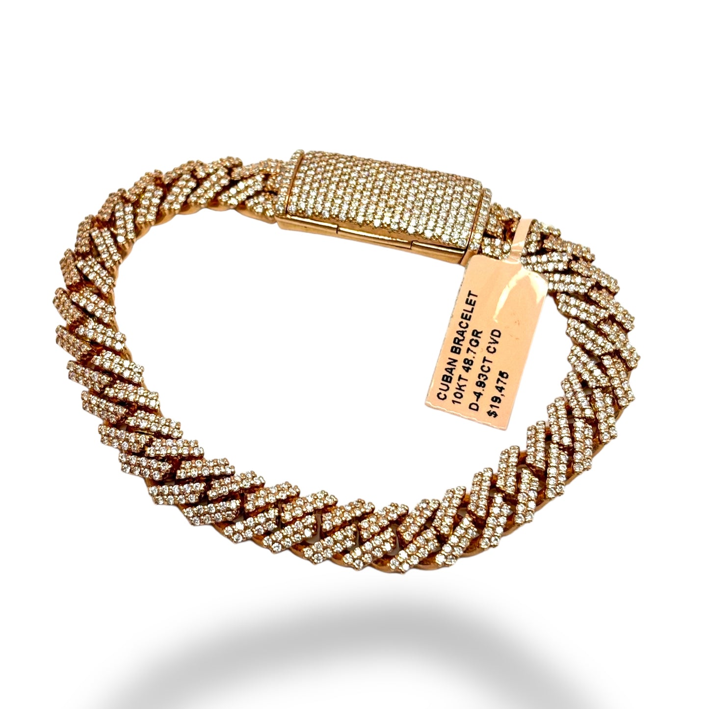 10MM DIAMOND MIAMI CUBAN LINK BRACELET 14KT ROSE GOLD 11.00 CT