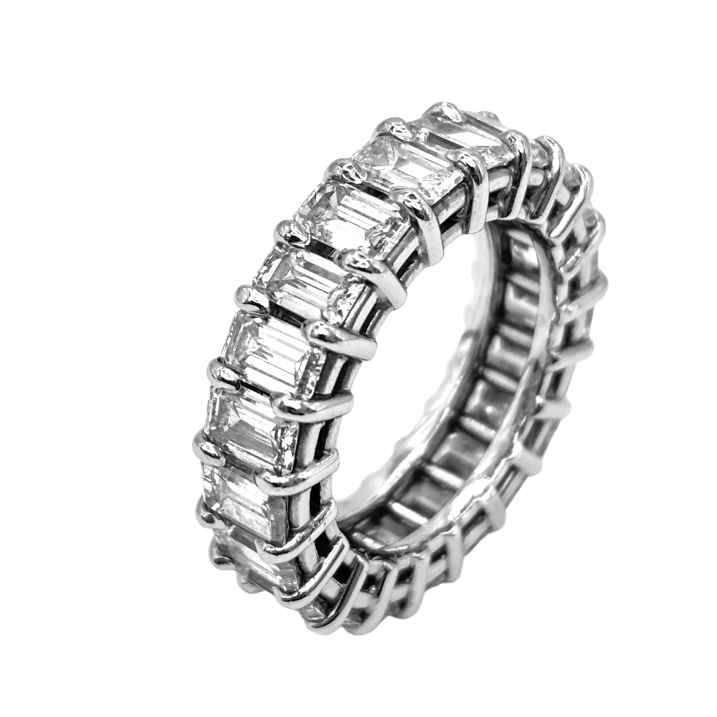 14KT WHITE GOLD VVS-1 IGI CERTIFIED 16.5CTW DIAMOND EMERALD CUT ETERNITY BAND