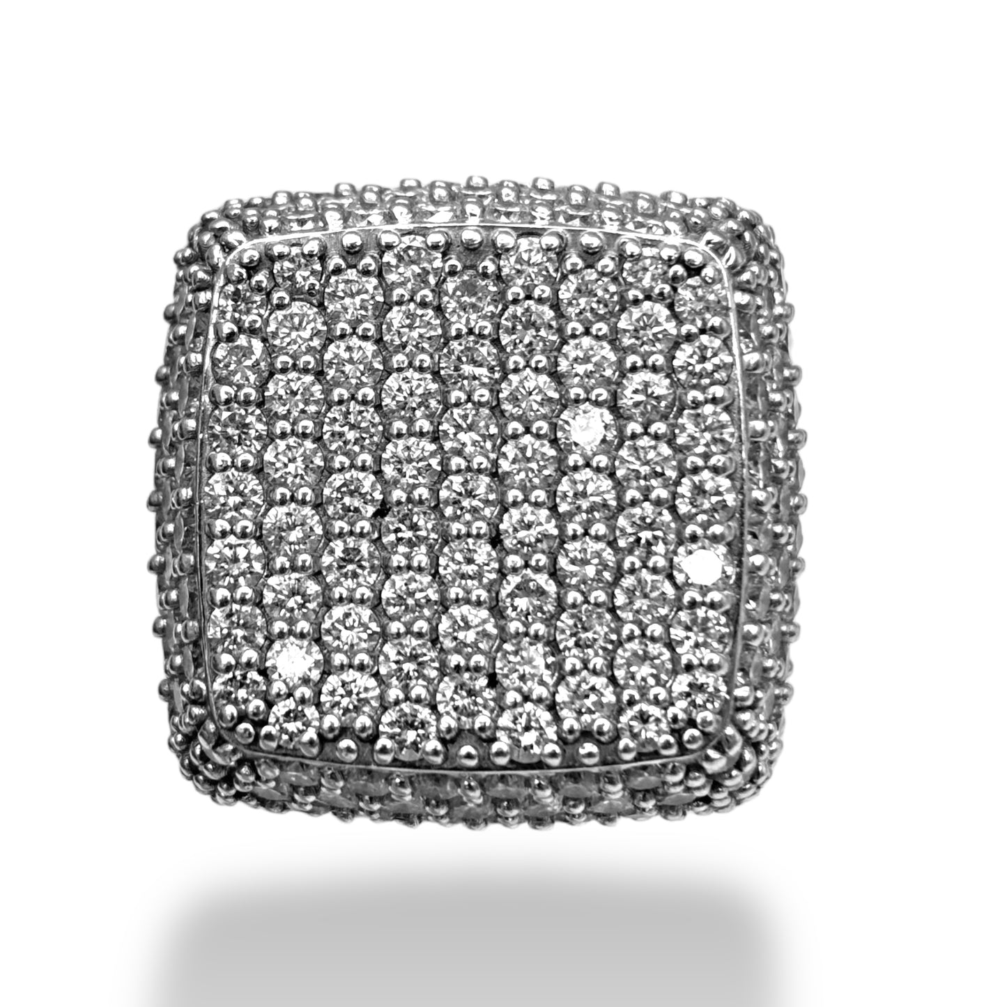 14KT WHITE GOLD DIAMOND SQUARE RING 6.00 CT