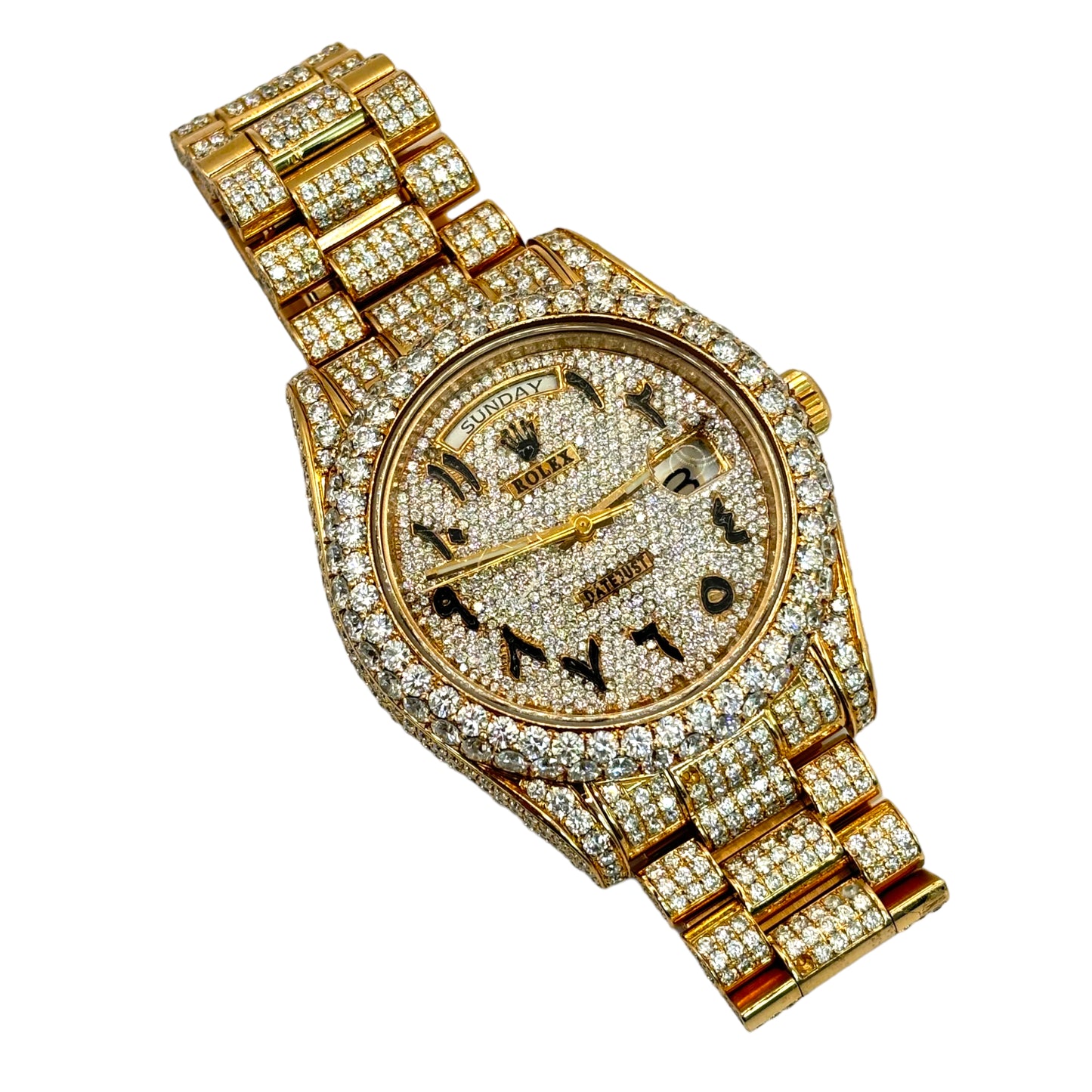 PRE-OWNED ROLEX DAY-DATE 41MM DIAMOND BUSTDOWN | Ref.#213328 | 18KT ROSE GOLD | PRESIDENTIAL BAND