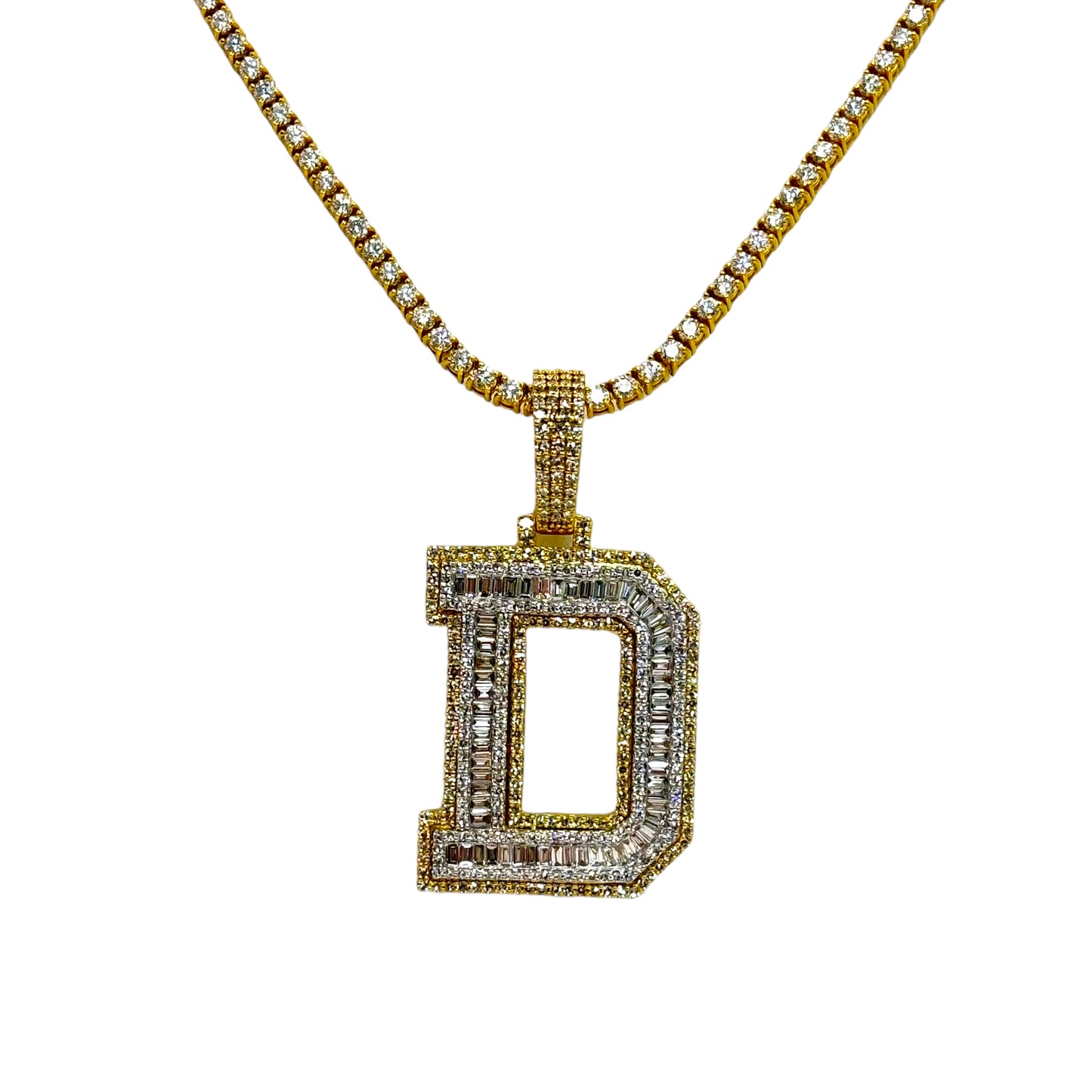 10KT VVS-1 CVD DIAMOND CUSTOM “ANY LETTER” LETTER INITAL PENDANT