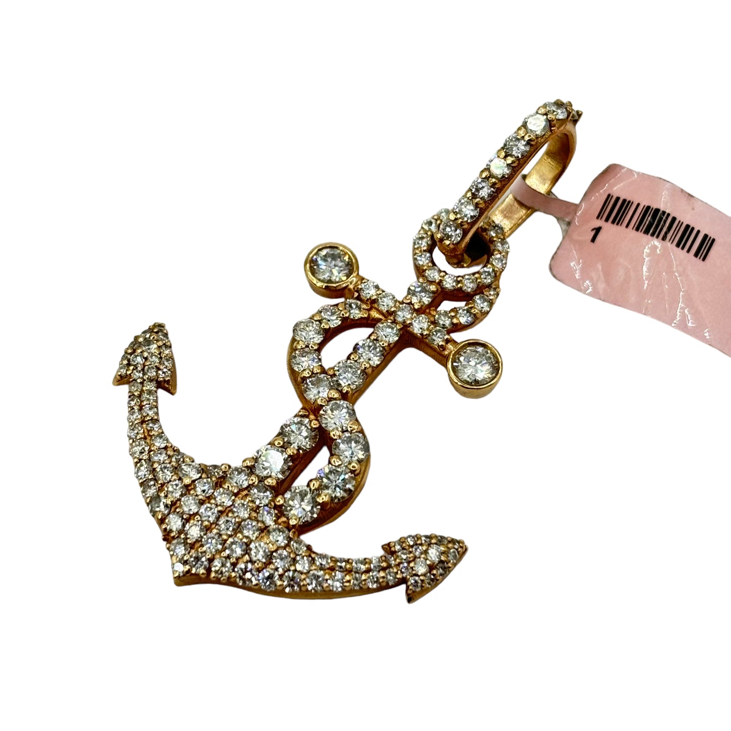 SOLID 14KT ANCHOR VVS-1 DIAMOND PENDANT