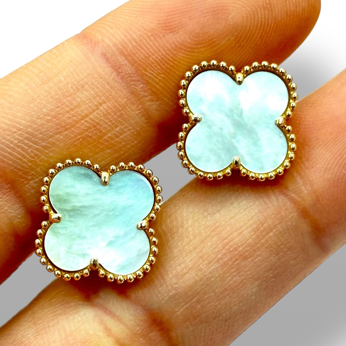 14KT GOLD CLOVER EARRINGS M.O.P ROSE GOLD
