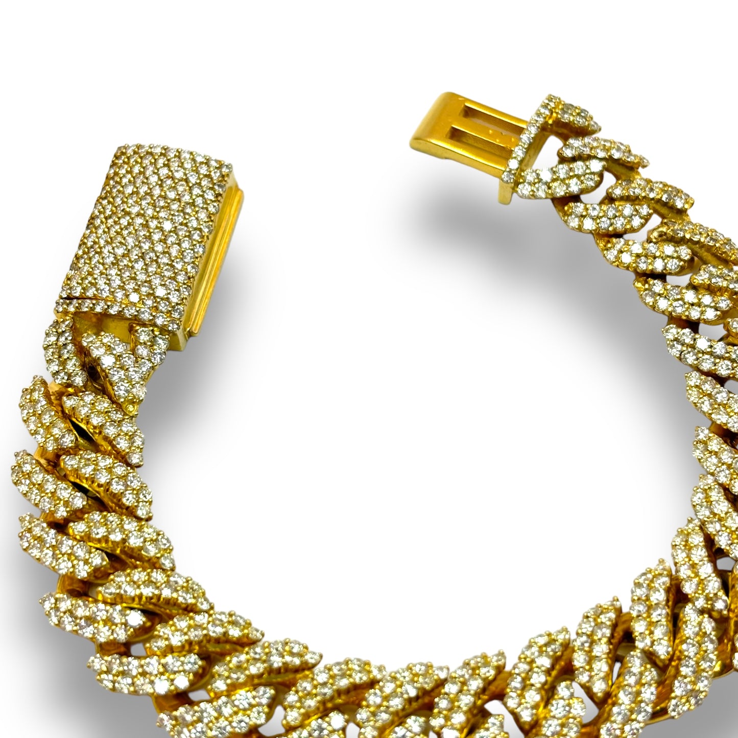 14KT YELLOW GOLD DIAMOND MIAMI CUBAN LINK BRACELET 10.00 CT 12MM