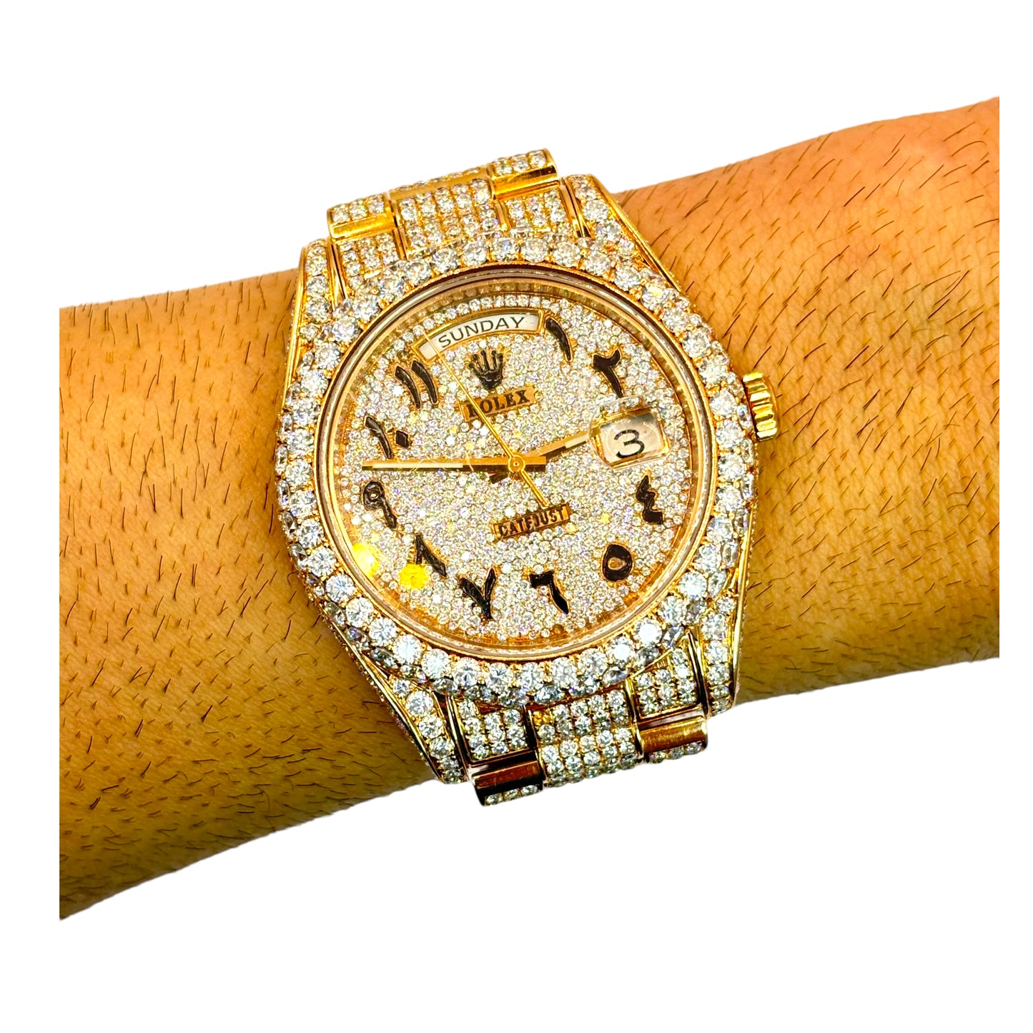 PRE-OWNED ROLEX DAY-DATE 41MM DIAMOND BUSTDOWN | Ref.#213328 | 18KT ROSE GOLD | PRESIDENTIAL BAND