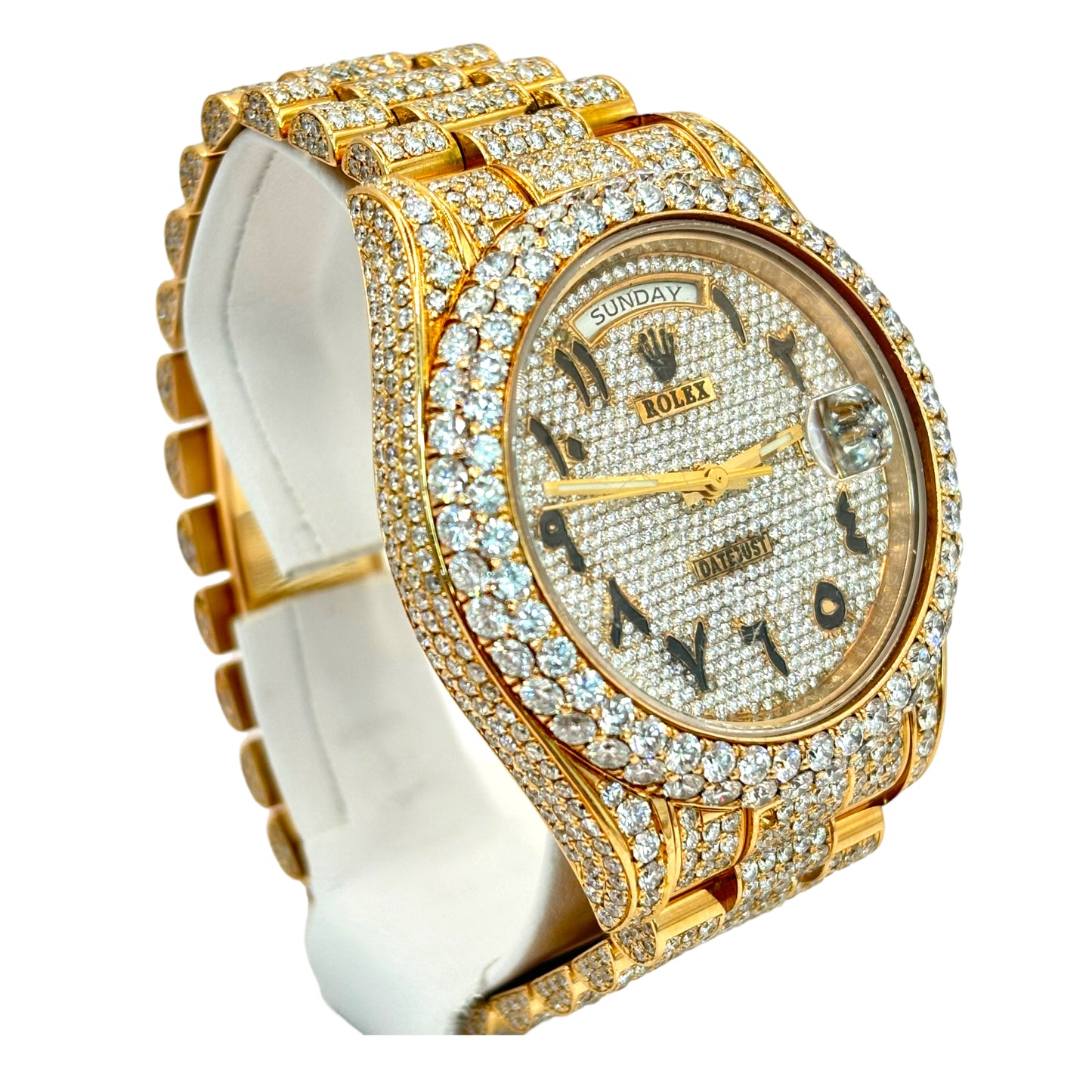 PRE-OWNED ROLEX DAY-DATE 41MM DIAMOND BUSTDOWN | Ref.#213328 | 18KT ROSE GOLD | PRESIDENTIAL BAND