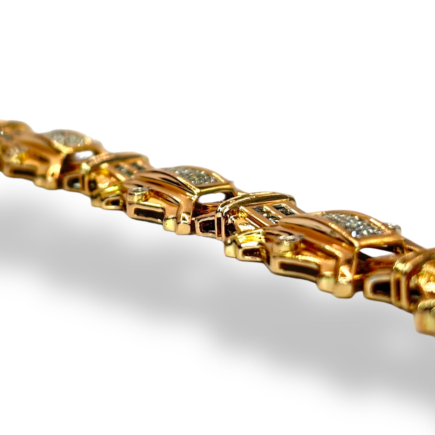 10MM 14KT ROSE GOLD “FANCY” DIAMOND LINK BRACELET 8.05CTW