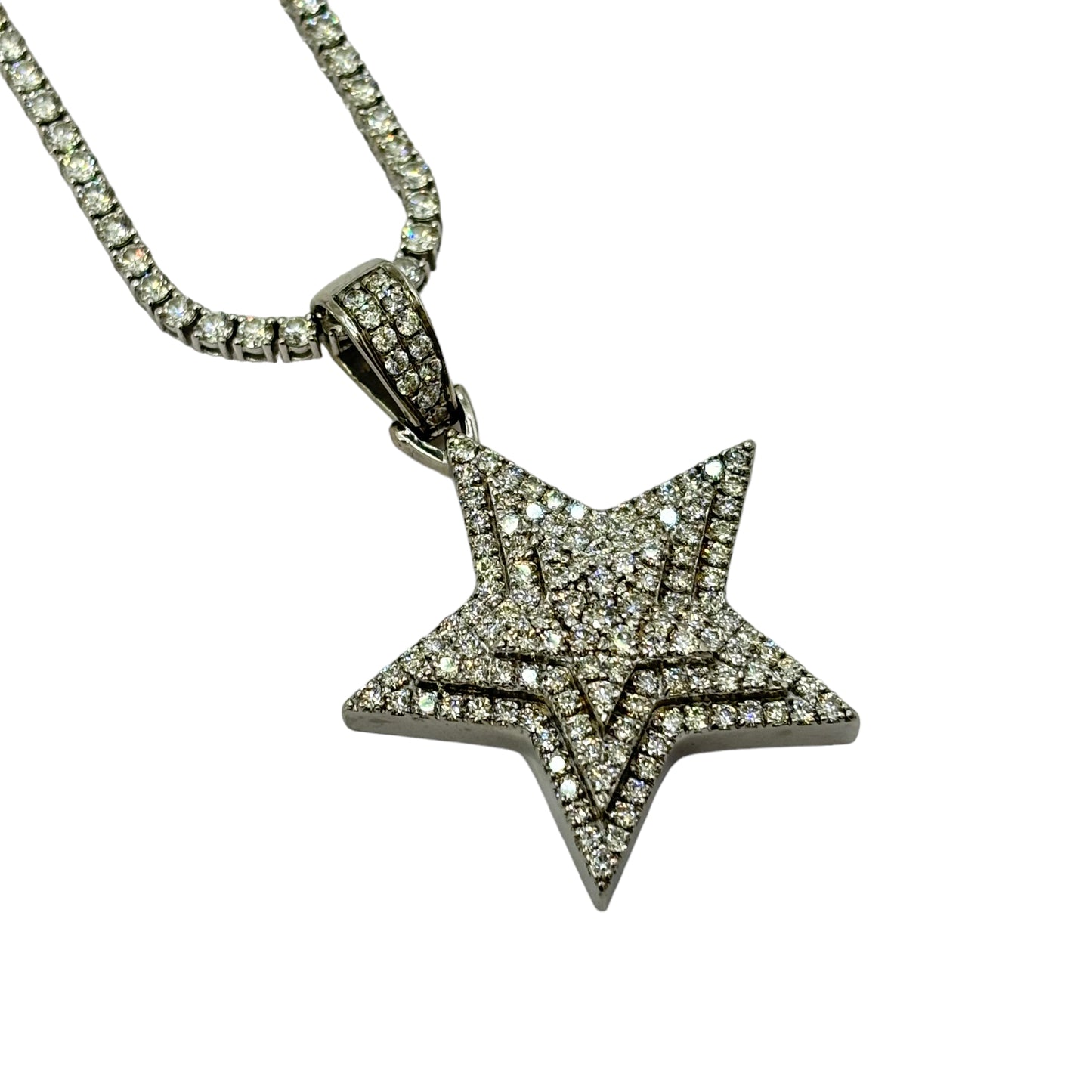 SOLID 14Kt VVS-1 NATURAL DIAMOND “STAR” PENDANT