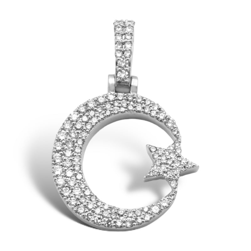 10KT WHITE GOLD “CRESCENT MOON” DIAMOND PENDANT