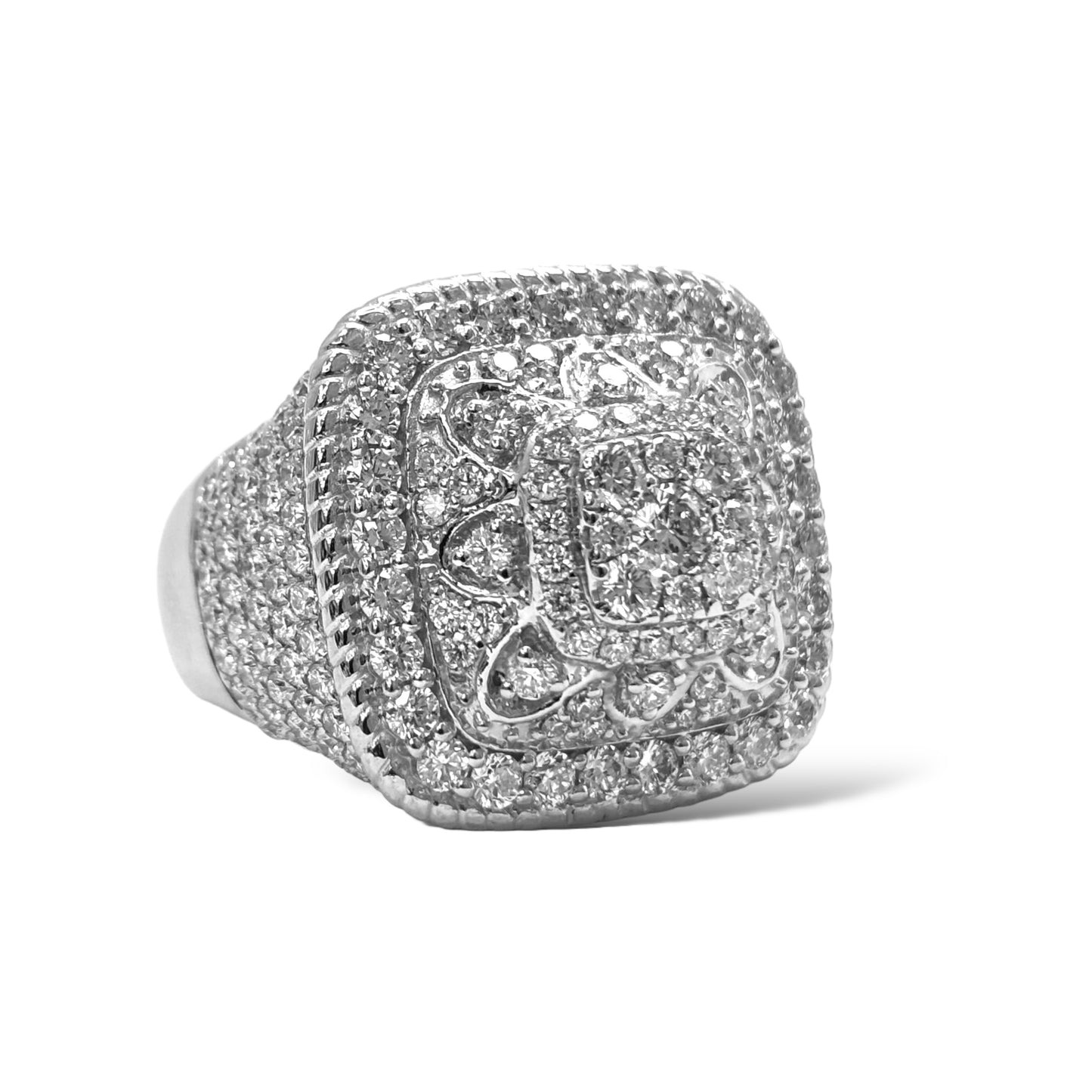 14KT WHITE GOLD PYRAMID SQUARE DIAMOND RING 4.32 CT