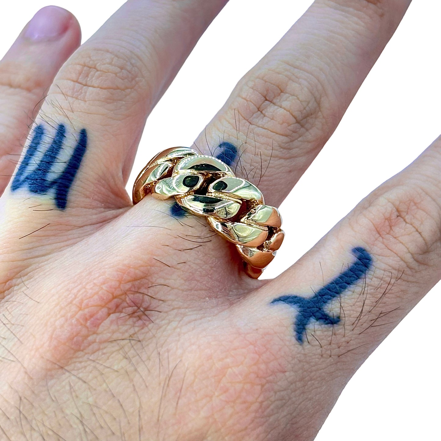SOLID 10KT 18.2g 10MM WIDE "MIAMI CUBAN LINK" RING