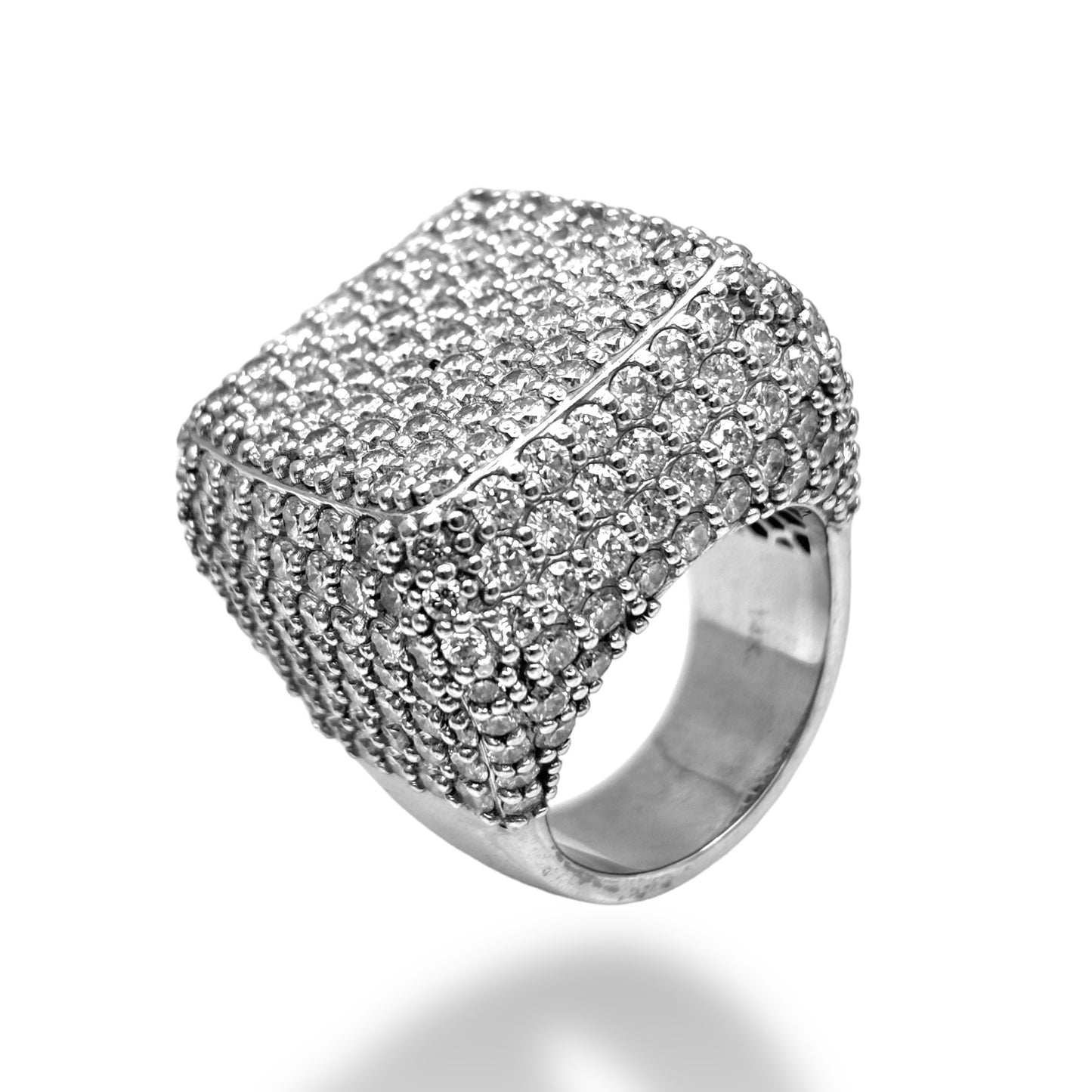 14KT WHITE GOLD DIAMOND SQUARE RING 6.00 CT
