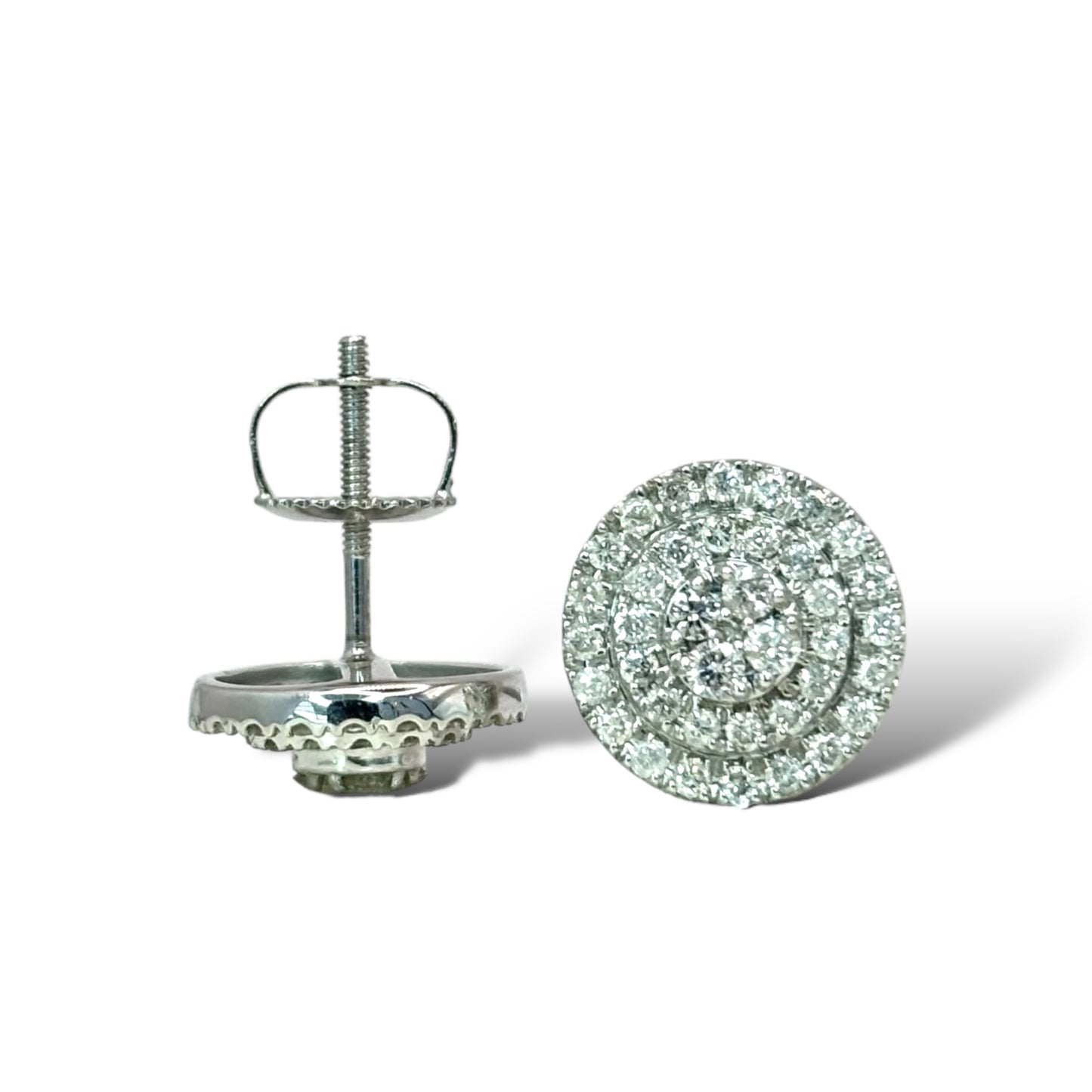 1.00 CT 14KT WHITE GOLD DIAMOND CLUSTER STUDS
