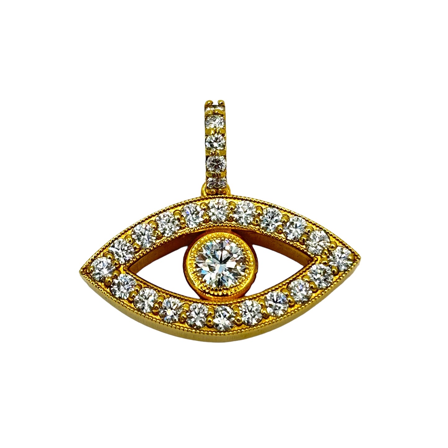 SOLID 14KT ALL SEEING EYE VVS-1 LAB GROWN DIAMOND PENDANT