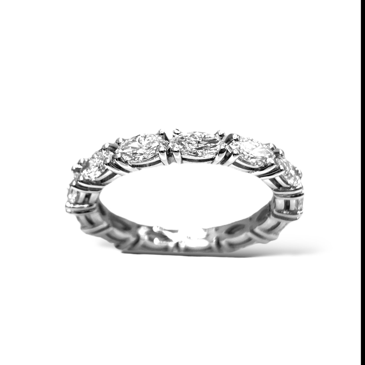 14KT WHITE GOLD MARQUEE-CUT DIAMOND ETERNITY RING 1.50 CTW