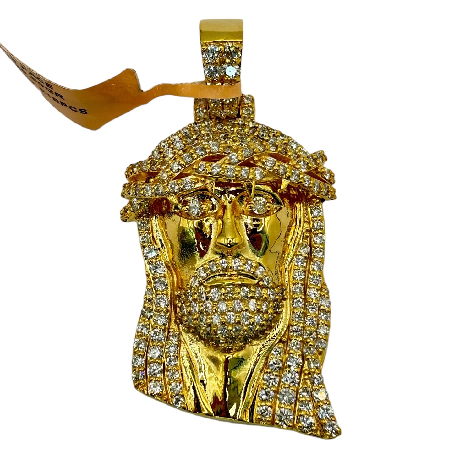 14KT SMALL/MEDIUM JESUS HEAD 3.12CTW VVS-1 NATURAL DIAMOND PENDANT
