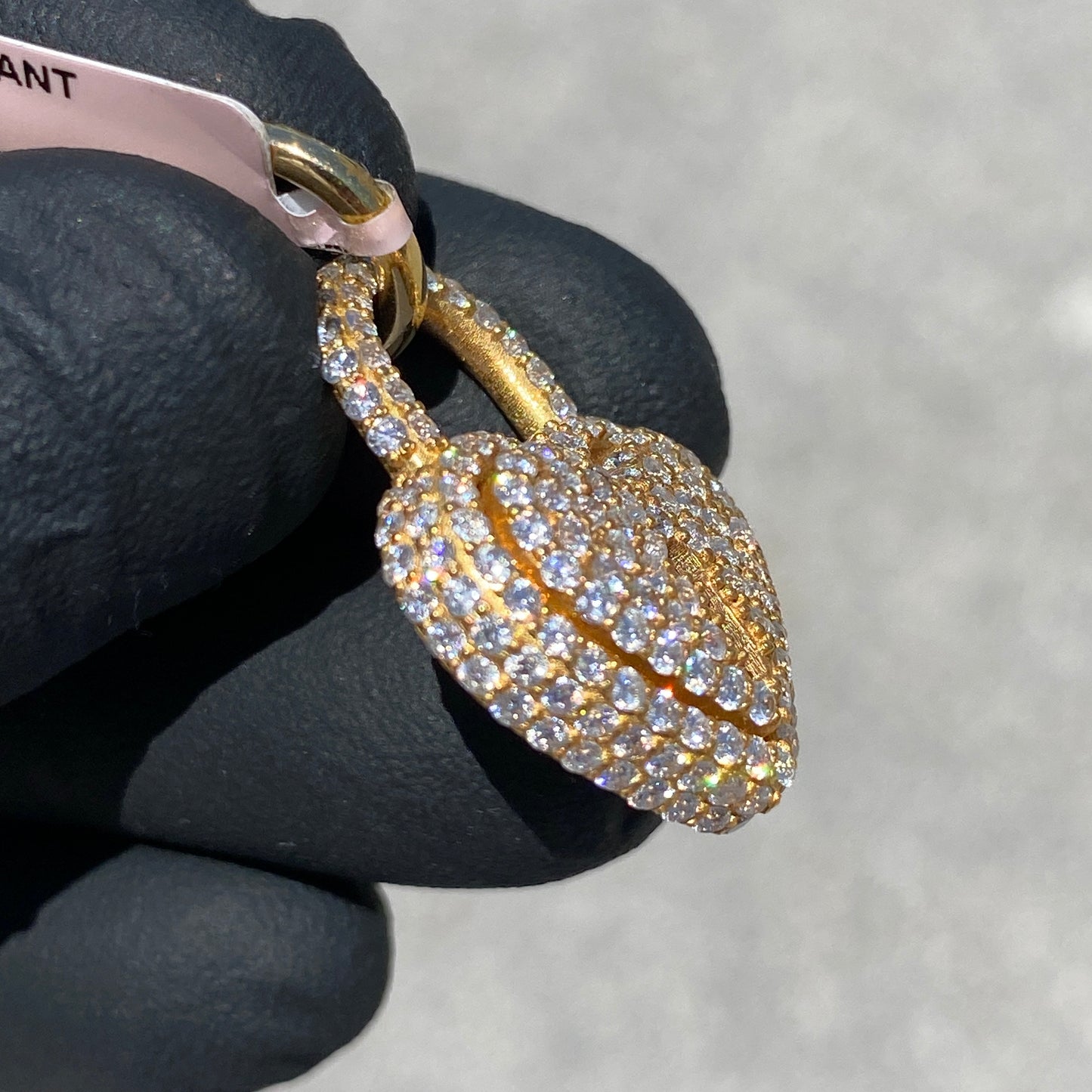 SOLID 14KT GOLD VVS-1 DIAMOND HEART LOCK PENDANT