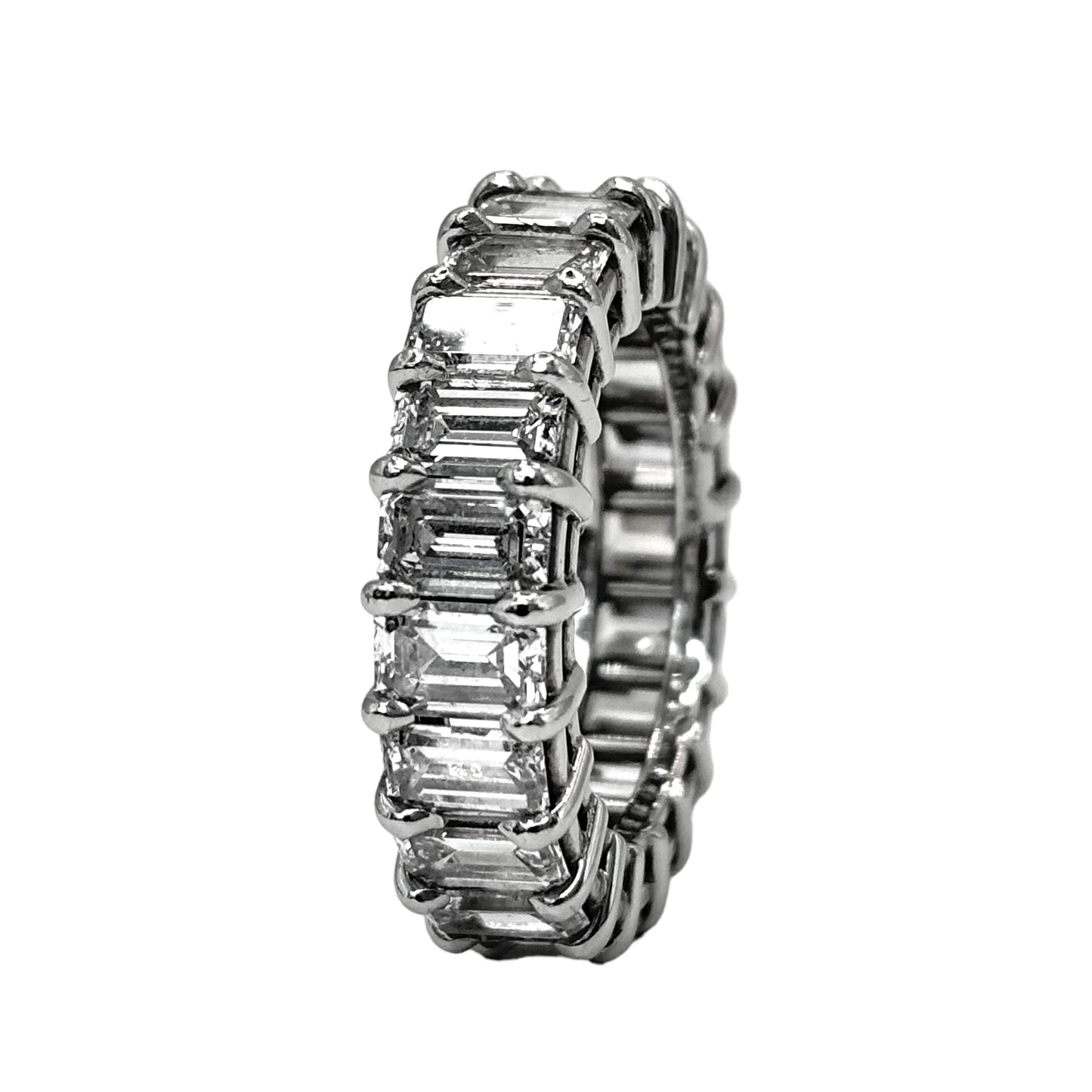14KT WHITE GOLD VVS-1 IGI CERTIFIED 16.5CTW DIAMOND EMERALD CUT ETERNITY BAND