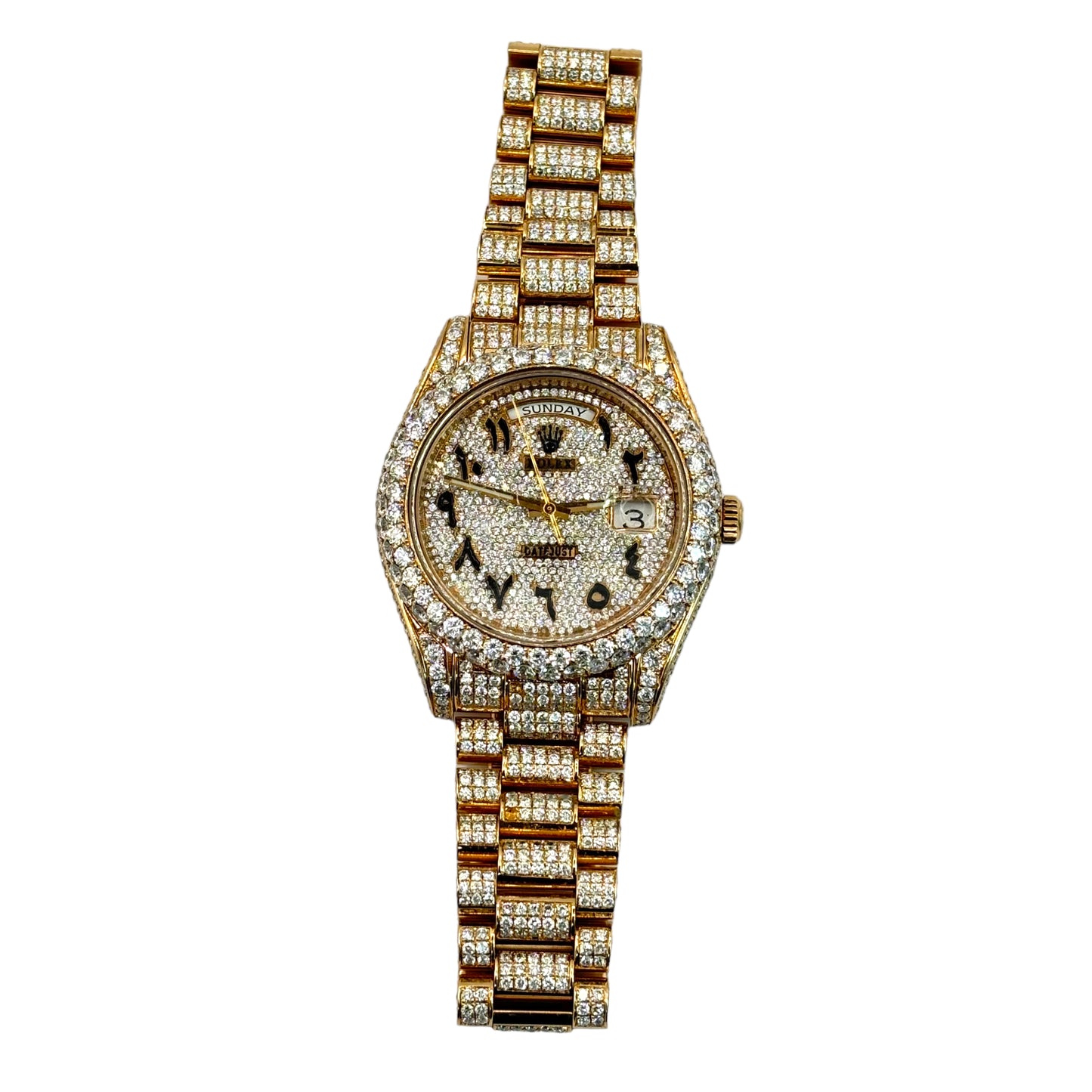 PRE-OWNED ROLEX DAY-DATE 41MM DIAMOND BUSTDOWN | Ref.#213328 | 18KT ROSE GOLD | PRESIDENTIAL BAND