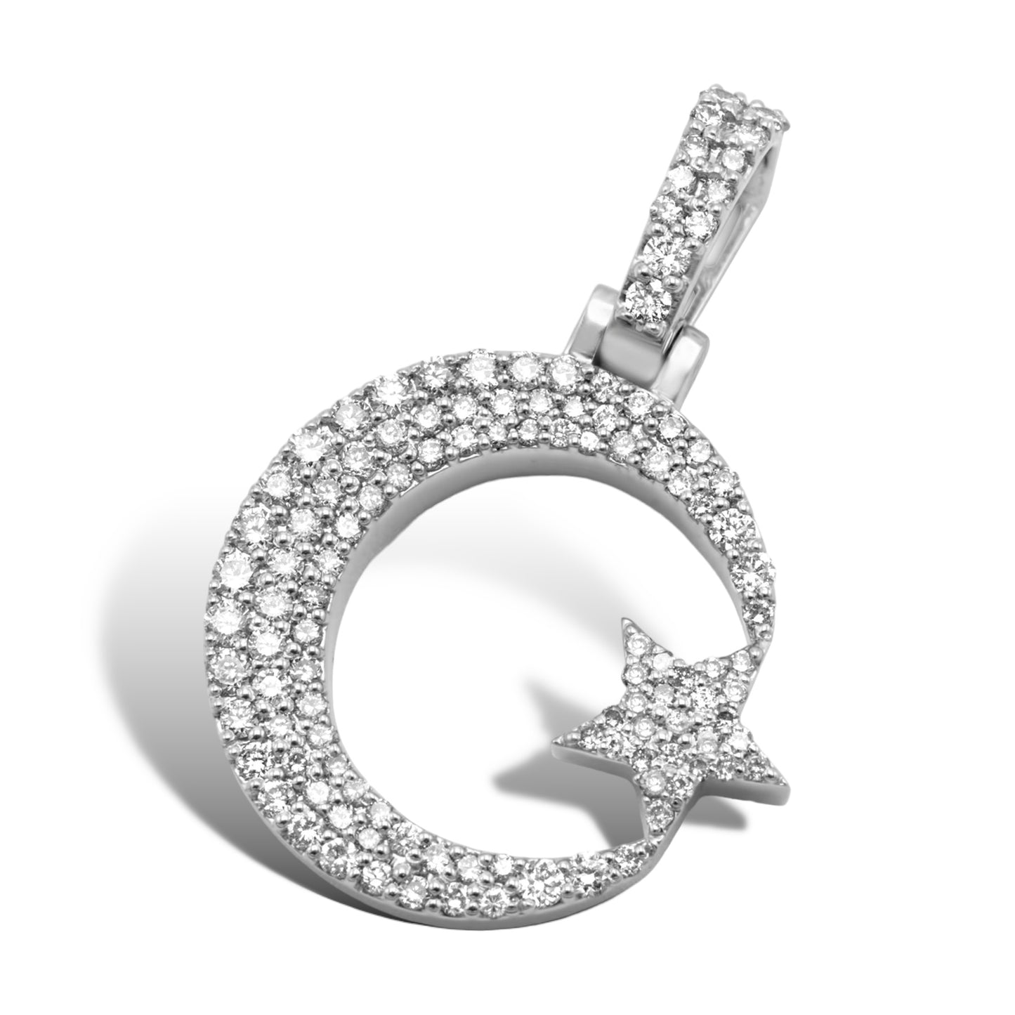10KT WHITE GOLD “CRESCENT MOON” DIAMOND PENDANT