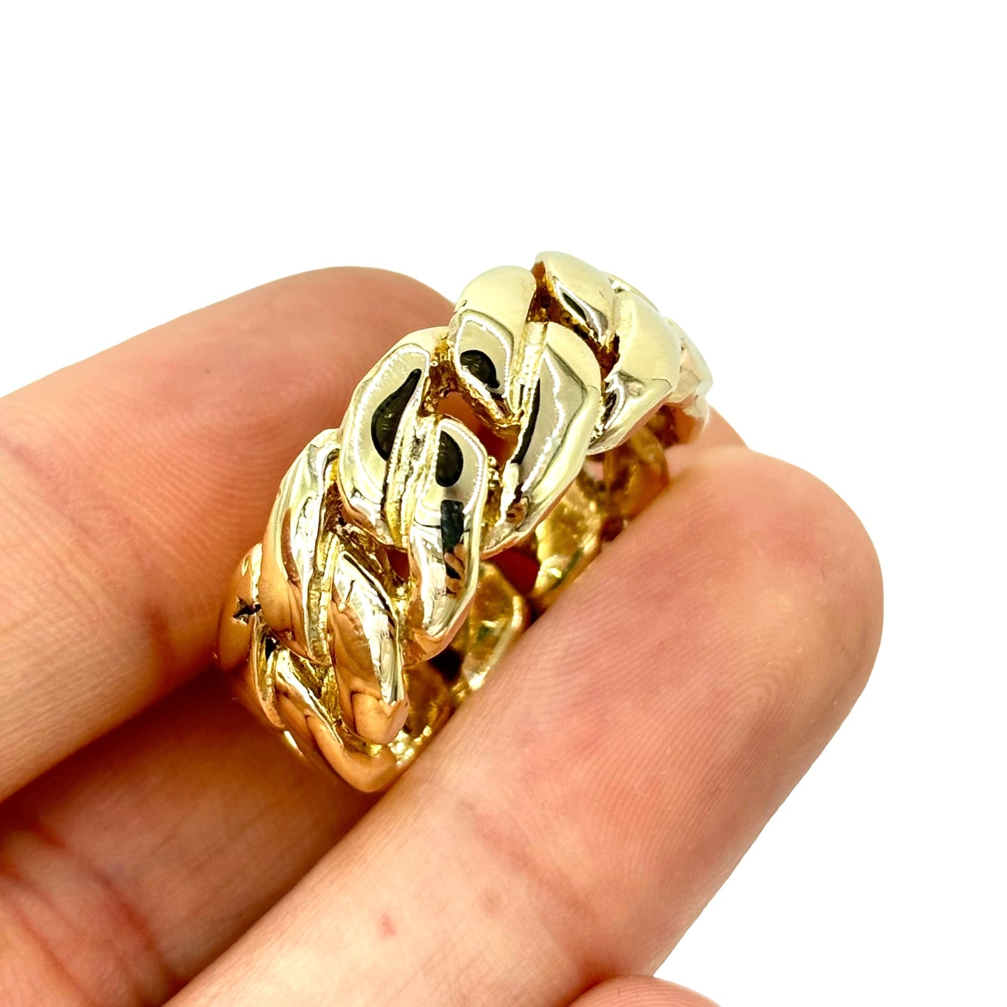 SOLID 10KT 18.2g 10MM WIDE "MIAMI CUBAN LINK" RING