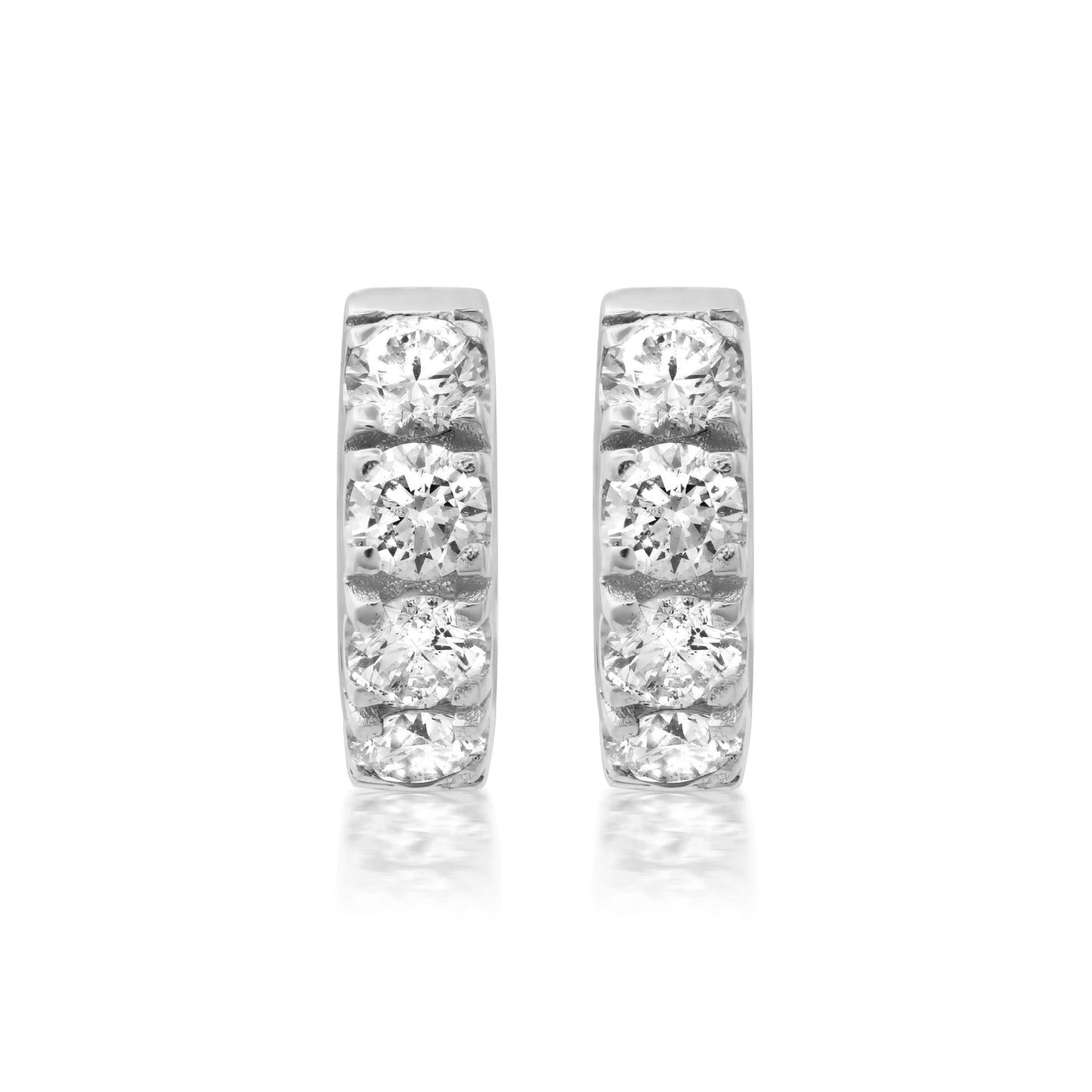 3.0MM 10-POINTER DIAMOND HUGGIE EARRINGS(WHITE GOLD)