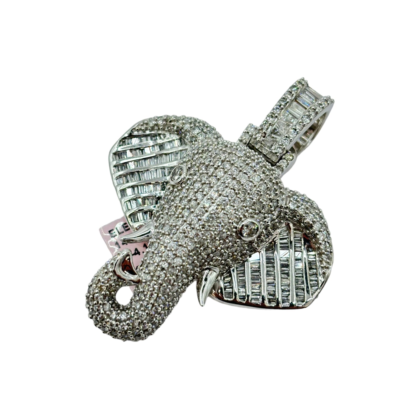 SOLID 14KT GOLD VVS-1 DIAMOND ELEPHANT PENDANT