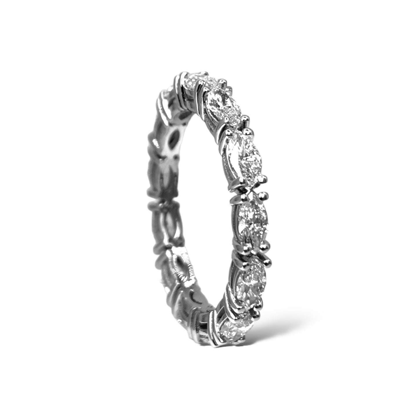 14KT WHITE GOLD MARQUEE-CUT DIAMOND ETERNITY RING 1.50 CTW