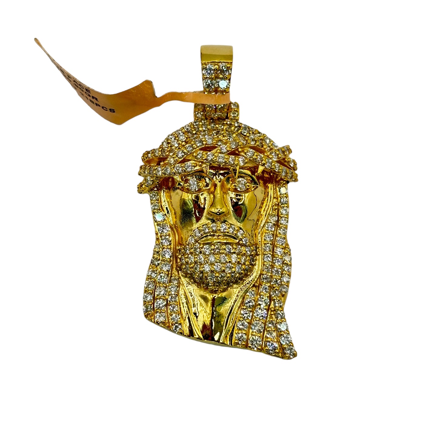 14KT SMALL/MEDIUM JESUS HEAD 3.12CTW VVS-1 NATURAL DIAMOND PENDANT