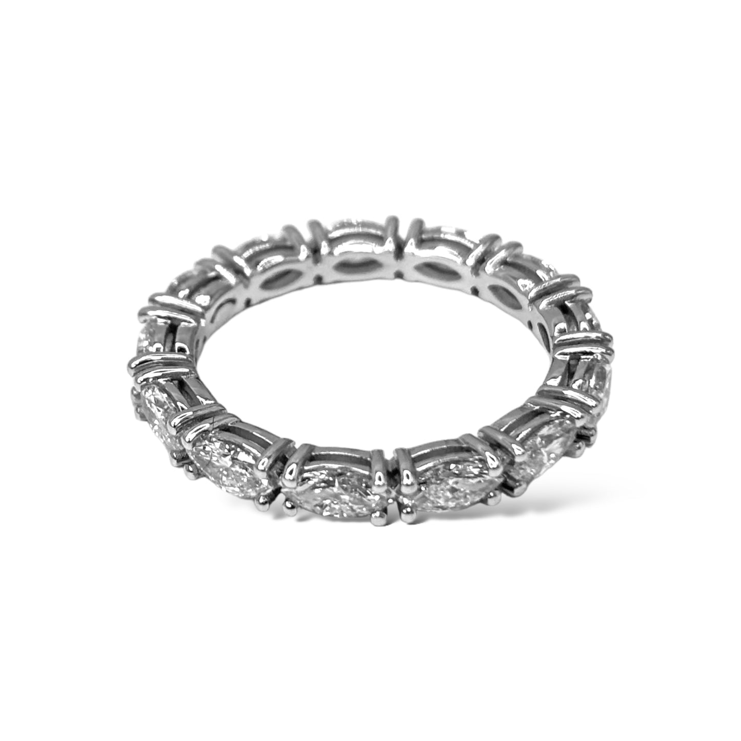 14KT WHITE GOLD MARQUEE-CUT DIAMOND ETERNITY RING 1.50 CTW